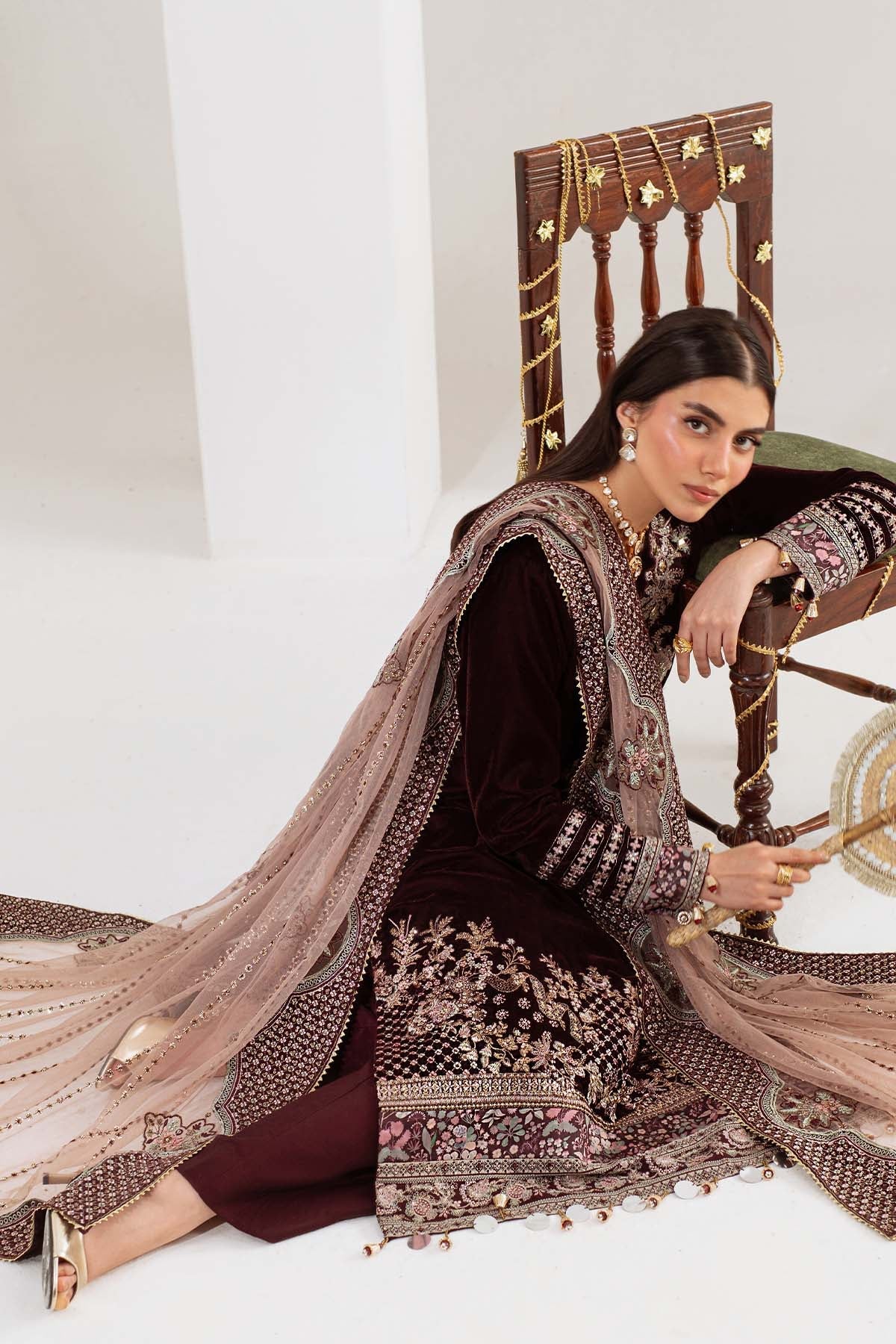 Nureh | Maya Velvet | NW-110 - Formal Dress - available at Maria Faisal in UK and USA.