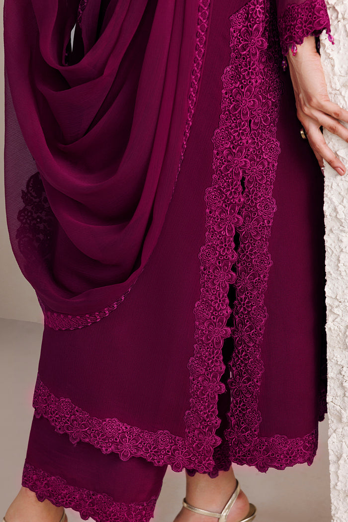 Farasha | Chiffon Essentials 26 | Rouge Divine - Formal Dress - available at Maria Faisal in UK and USA.