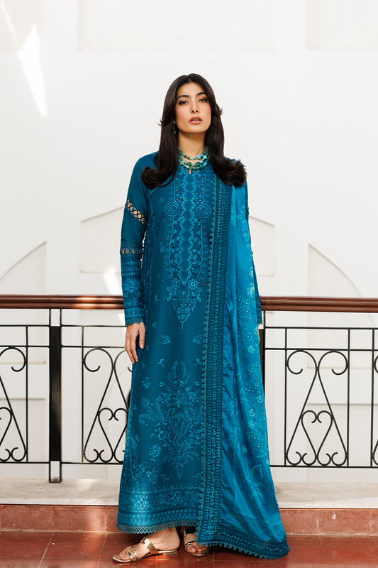 Emaan Adeel | Mirabelle Festive Luxury Lawn | FLORAISON - Luxury Dress - available at Maria Faisal in UK and USA.