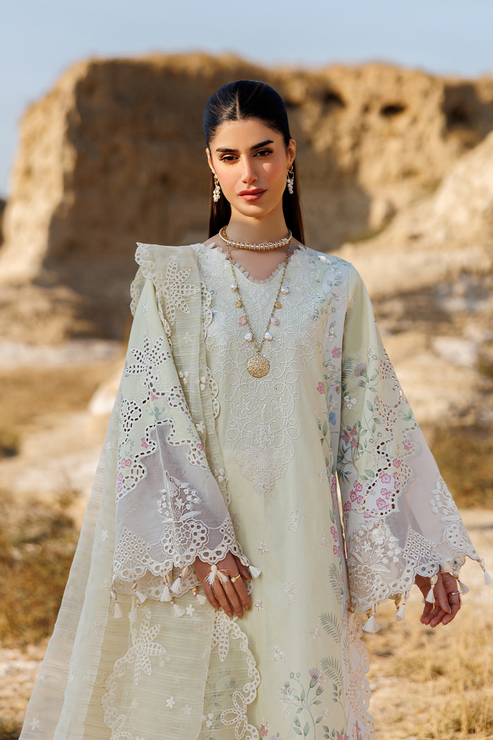Emaan adeel | Sunlit Groove Luxury Lawn 26 | BLOSSOM BEAT - Luxury Dress - available at Maria Faisal in UK and USA.