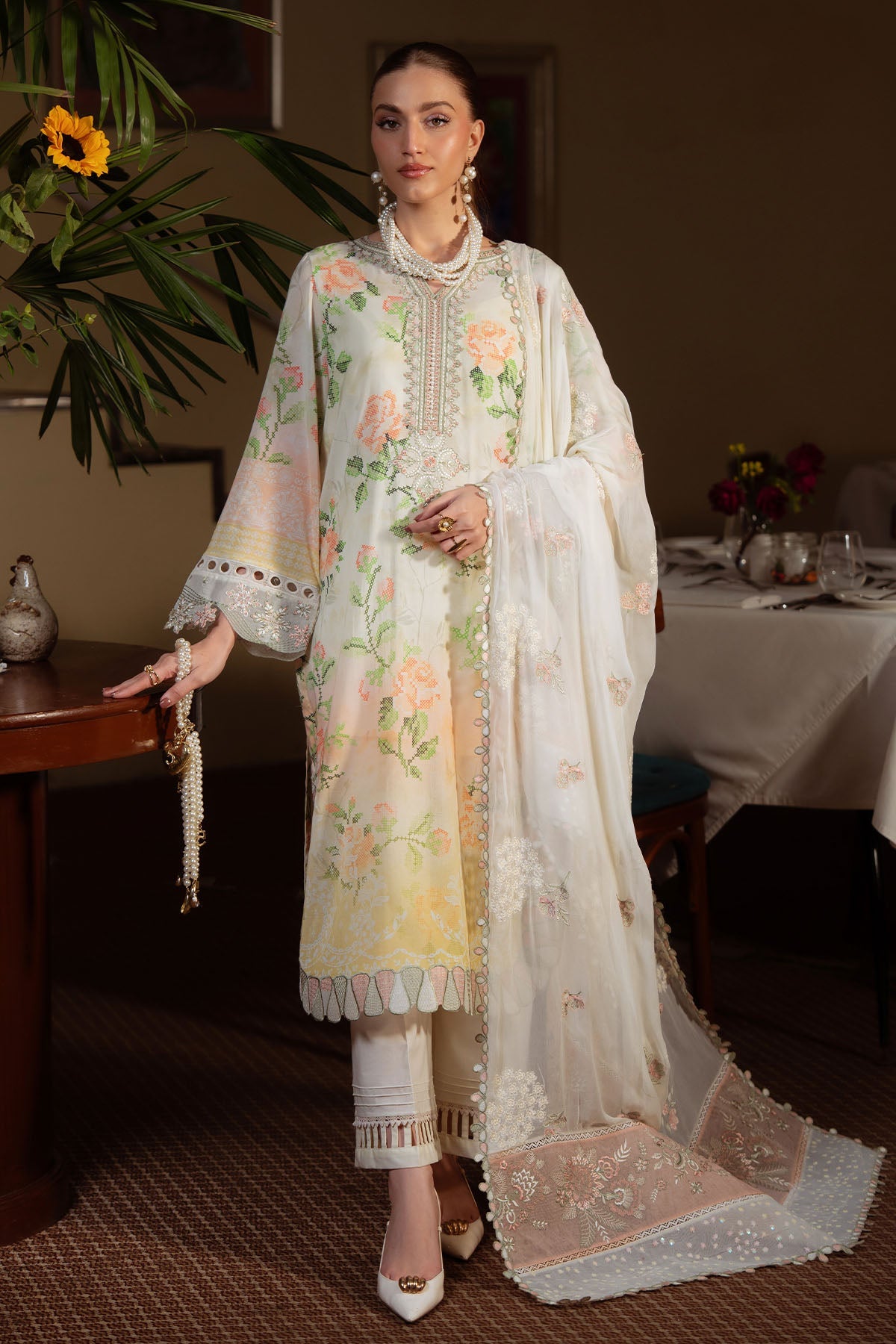 Nureh | Swiss Lawn | NS-163 - Luxury Dress - available at Maria Faisal in UK and USA.