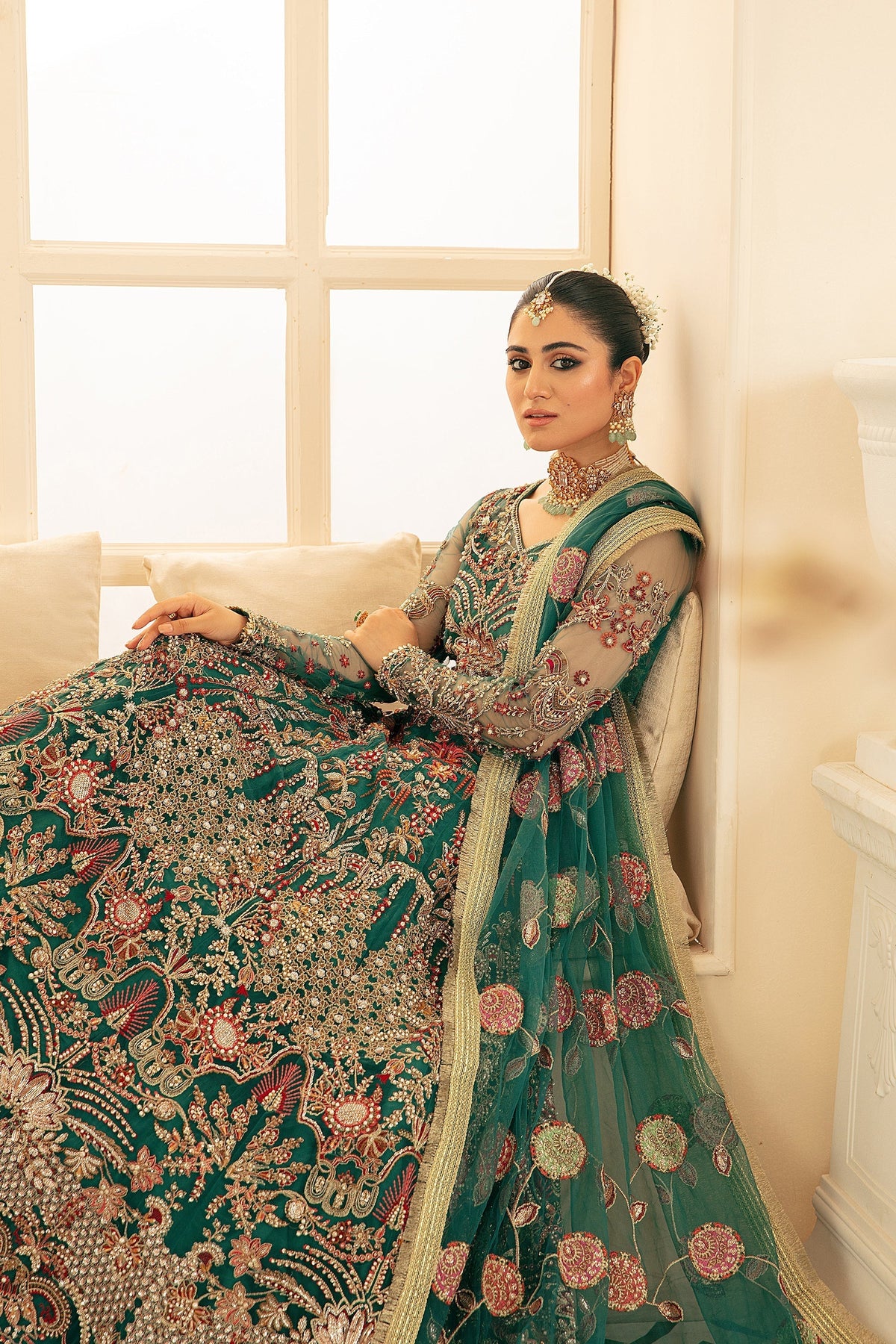 Ezra | Wedding Collection | Zeenat - Designer Dress with Intricate embroidery and embellishments. Shop elegent wedding dress at Maria Faisal.