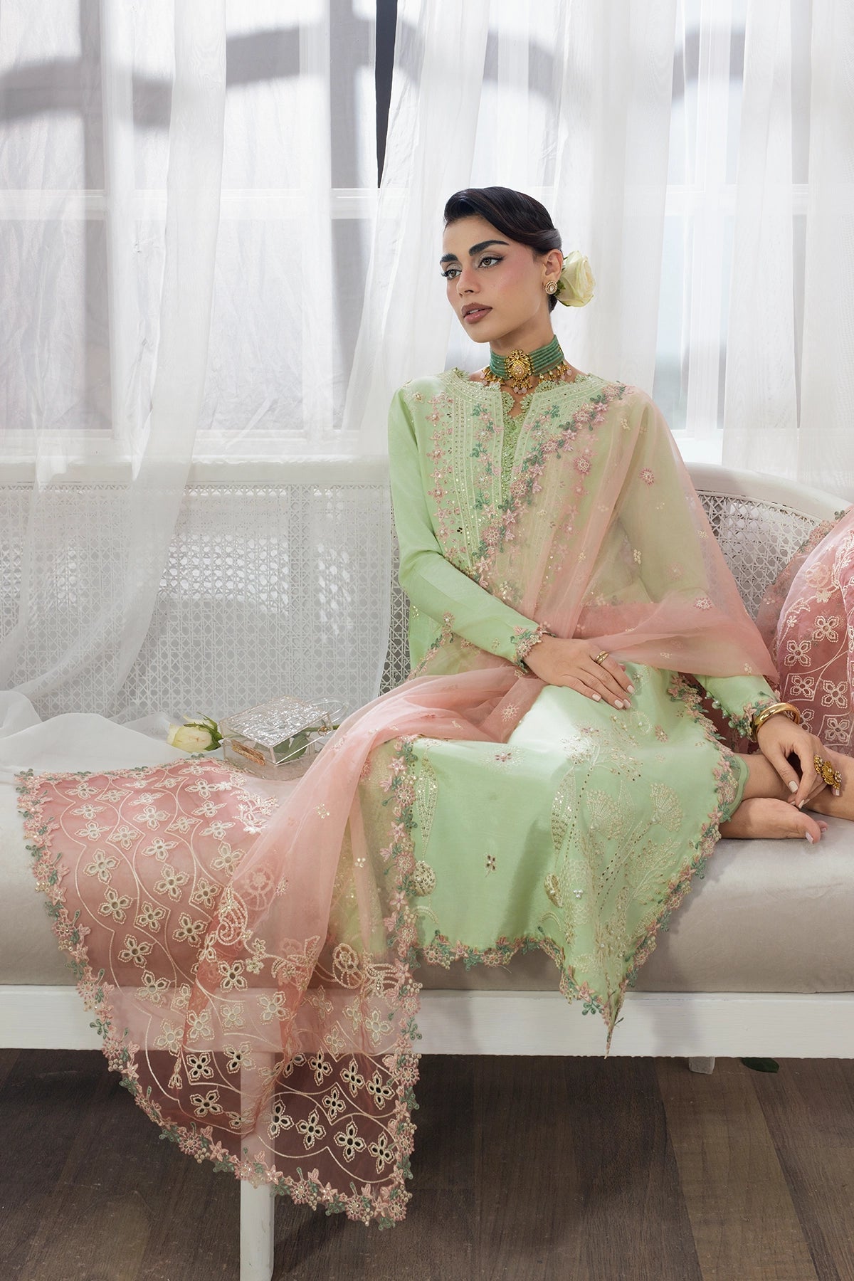 Rangrasiya | Lumeire Silk |Alma - Luxury Dress - available at Maria Faisal in UK and USA.
