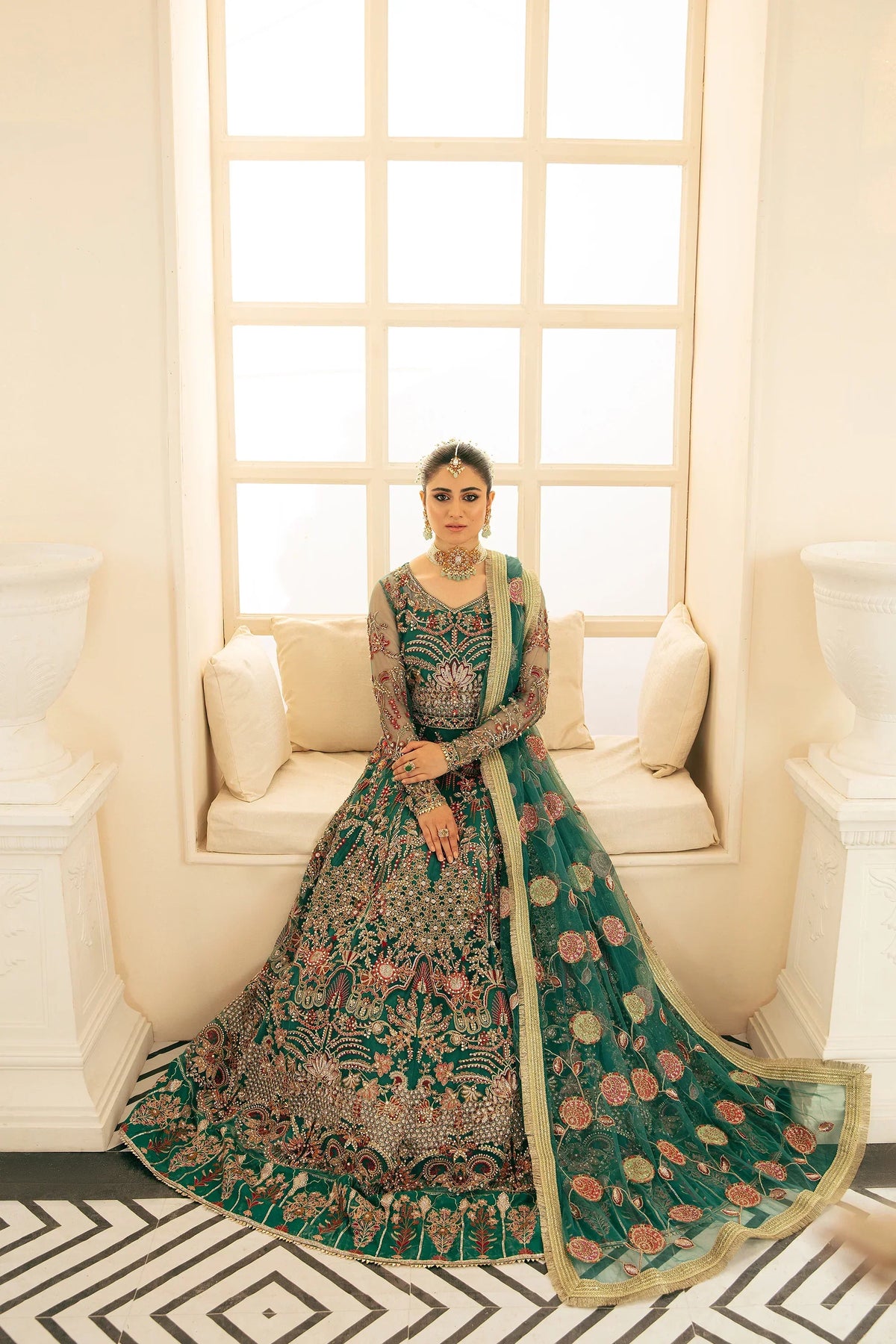 Ezra | Wedding Collection | Zeenat - Designer Dress with Intricate embroidery and embellishments. Shop elegent wedding dress at Maria Faisal.