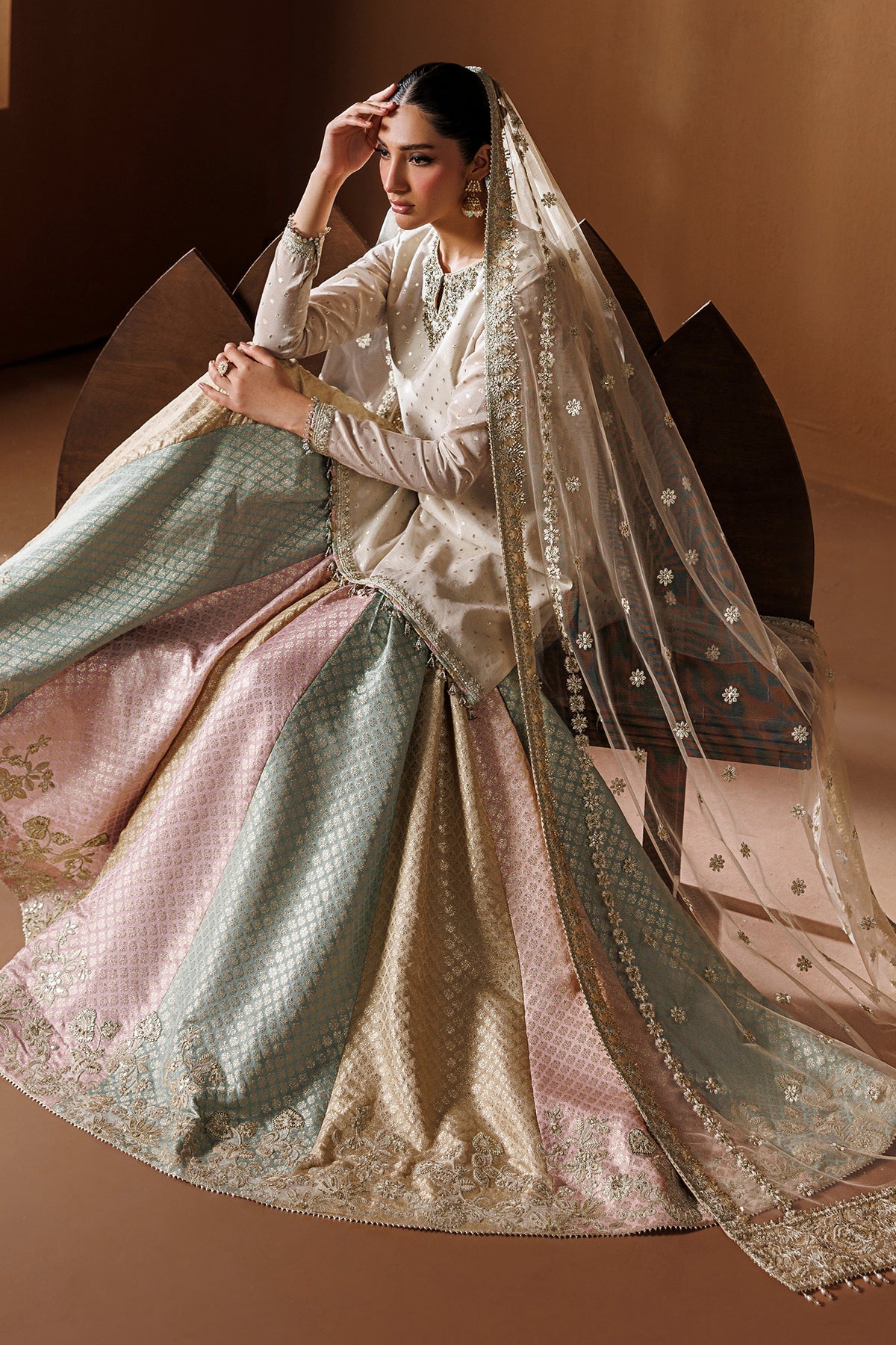 Embroidered Chiffon Baroque Gharara Multi | SF-4435