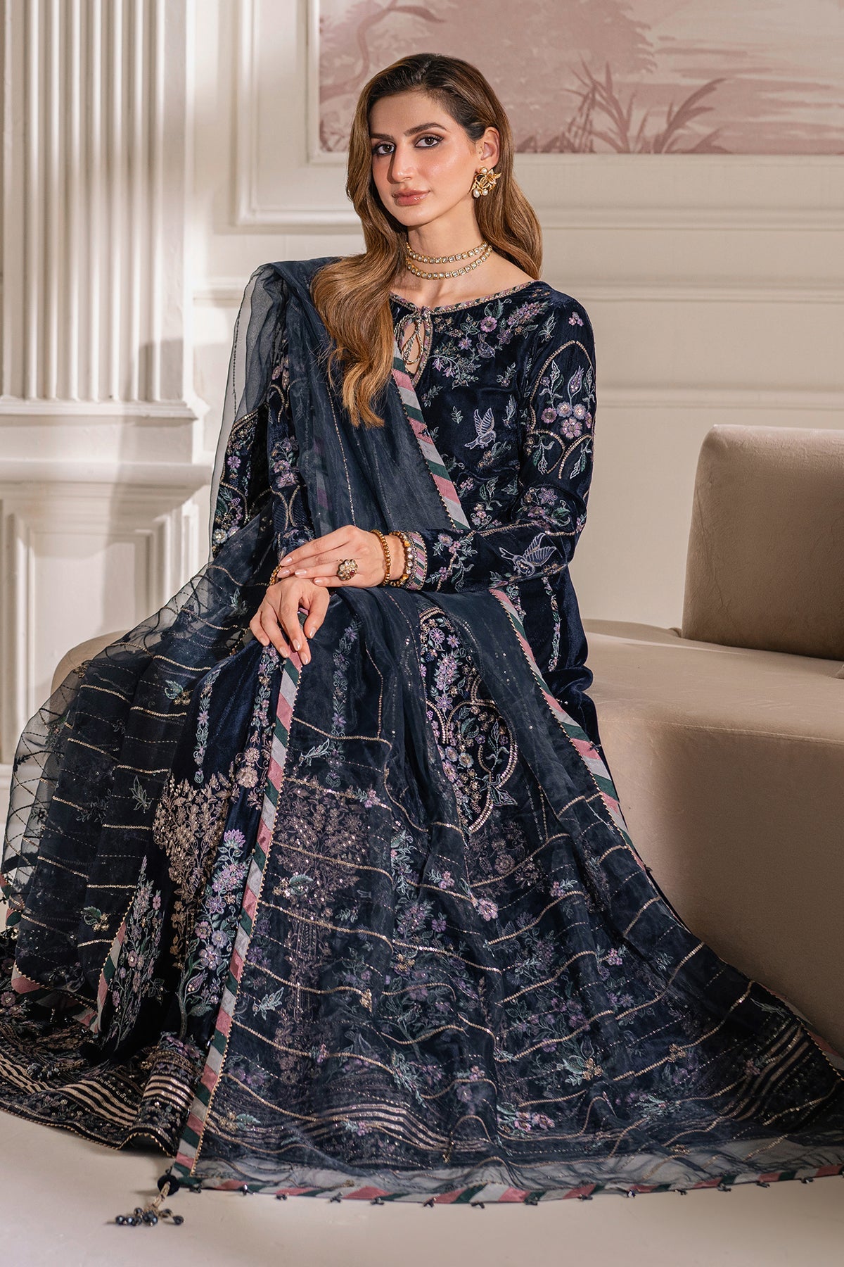 Baroque | Jahanara Luxury Velvet 24 | UF-751 - Designer Dress with Intricate embroidery and embellishments. Shop elegent wedding dress at Maria Faisal.