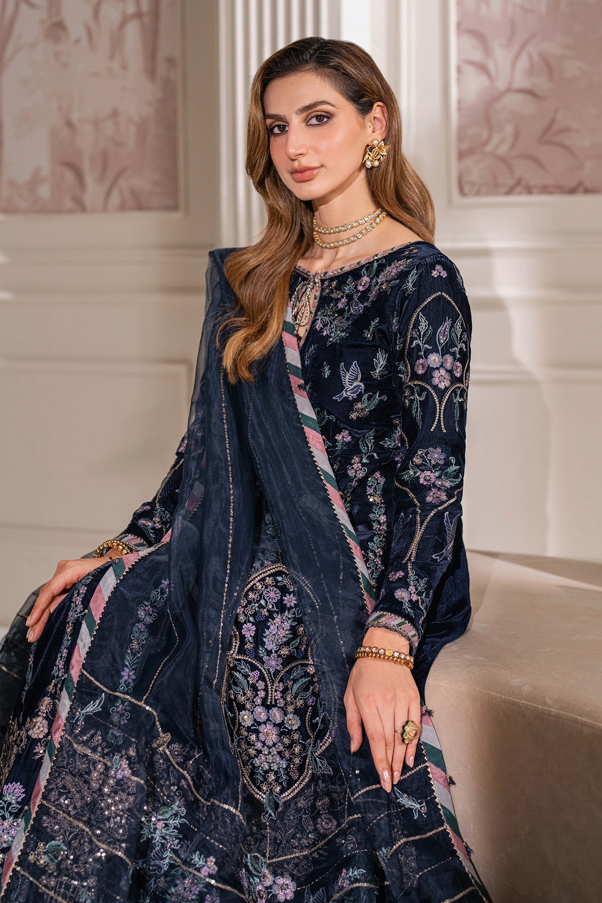 Baroque | Jahanara Luxury Velvet 24 | UF-751 - Designer Dress with Intricate embroidery and embellishments. Shop elegent wedding dress at Maria Faisal.