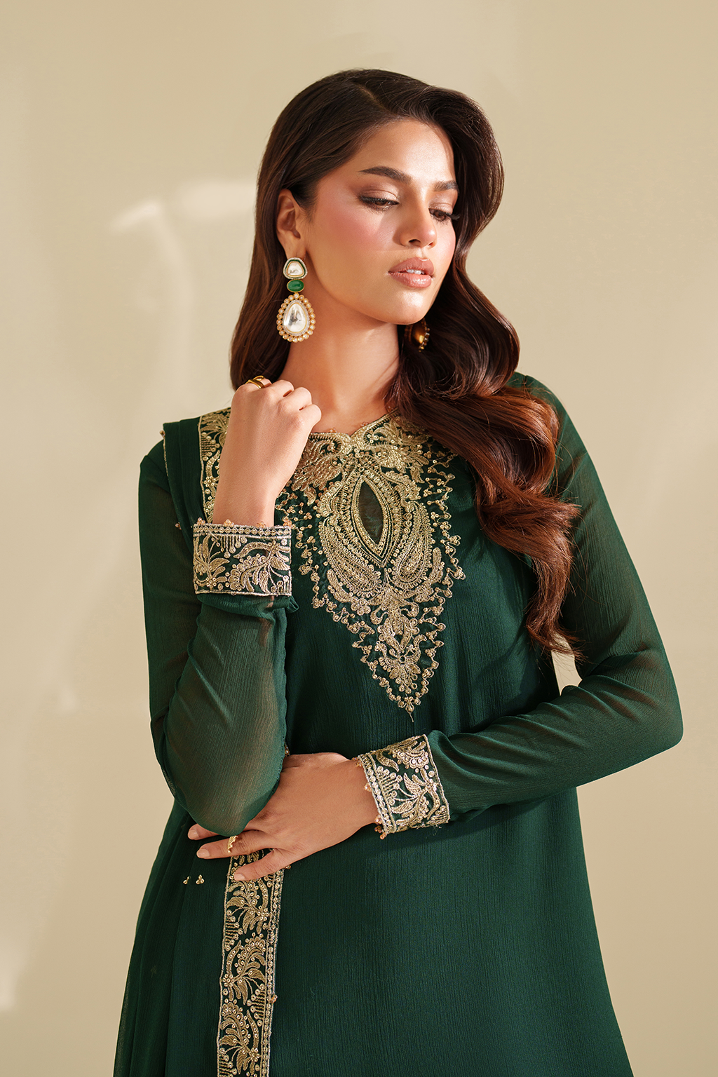 Iznik I Festive Formal I CC-75 Embroidered Chiffon - Ladies Clothes - Maria Faisal