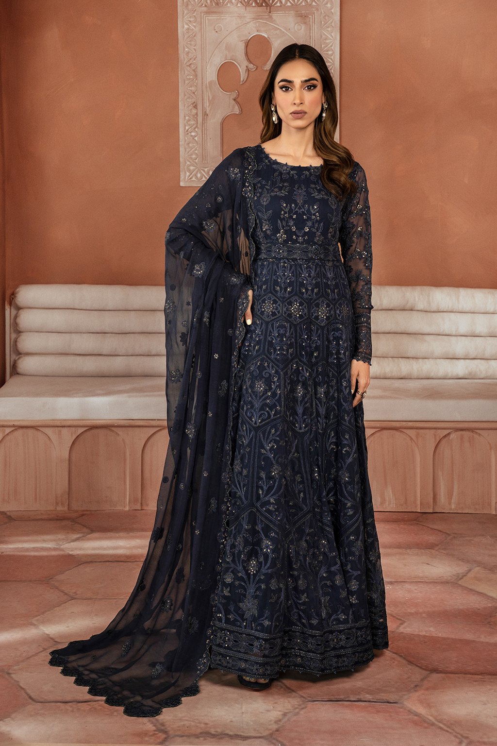 Iznik | Chiffon Kari | ICK-07 Embroidered Chiffon - Ladies Clothes - Maria Faisal