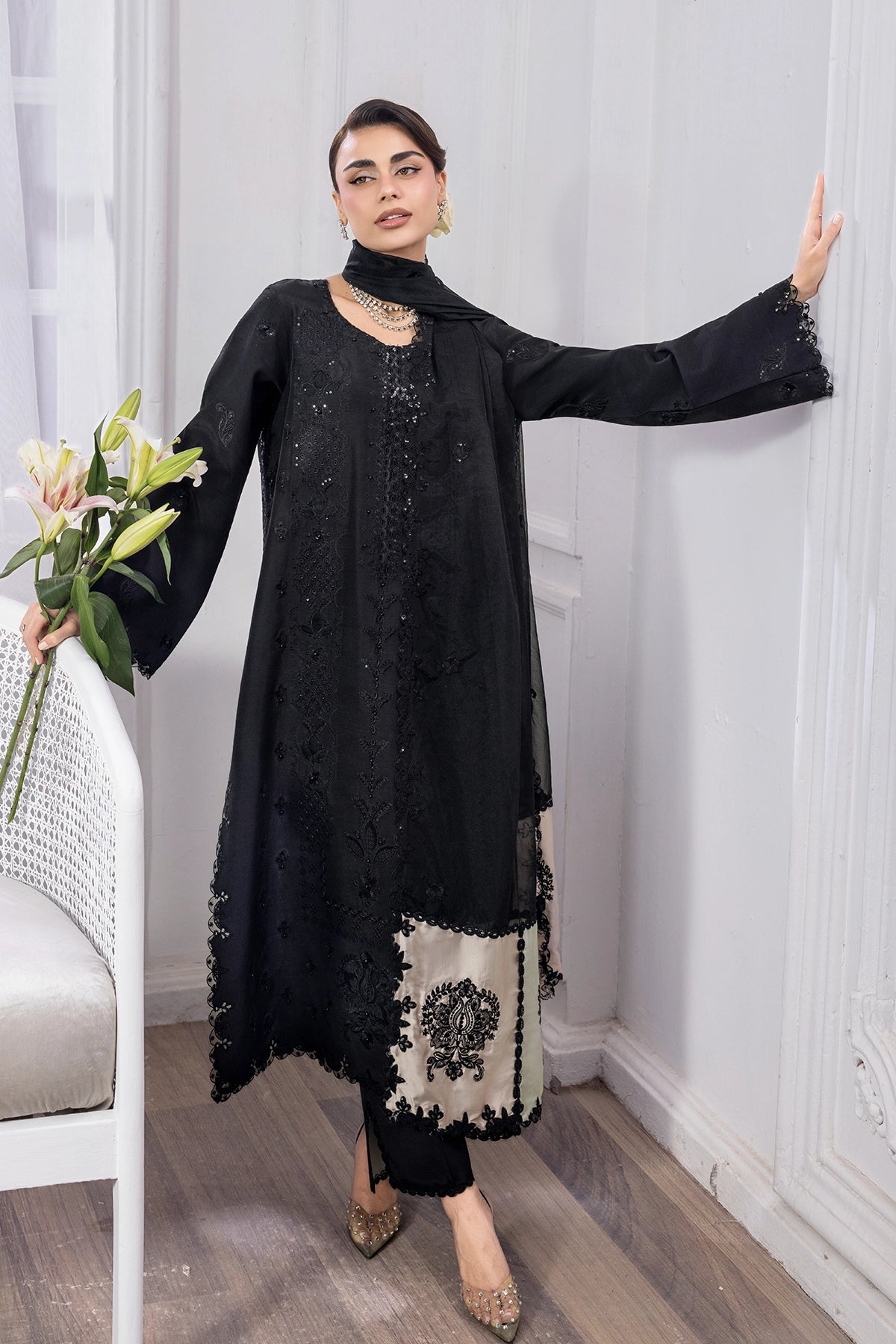 Rangrasiya | Lumeire Silk | Eclipse - Luxury Dress - available at Maria Faisal in UK and USA.