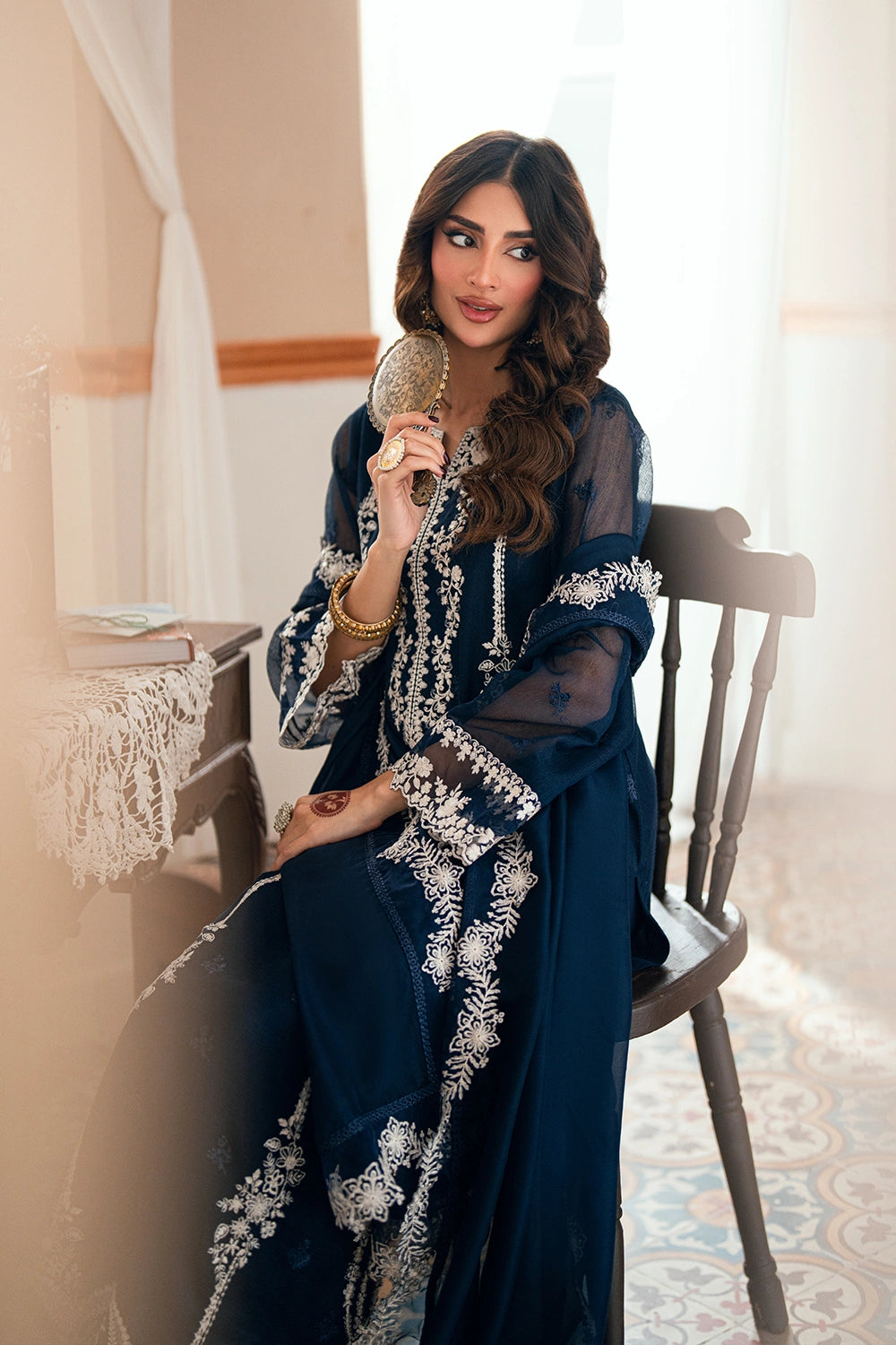 Azure | Eid Drop | Stellar Blue - Formal Dress - available at Maria Faisal in UK and USA.
