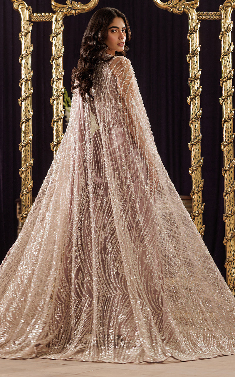 Threads and Motifs | Formal Dresses 25 | Net Embroidered Cape With Blouse And Skirt Saree - Ladies Clothes - Maria Faisal