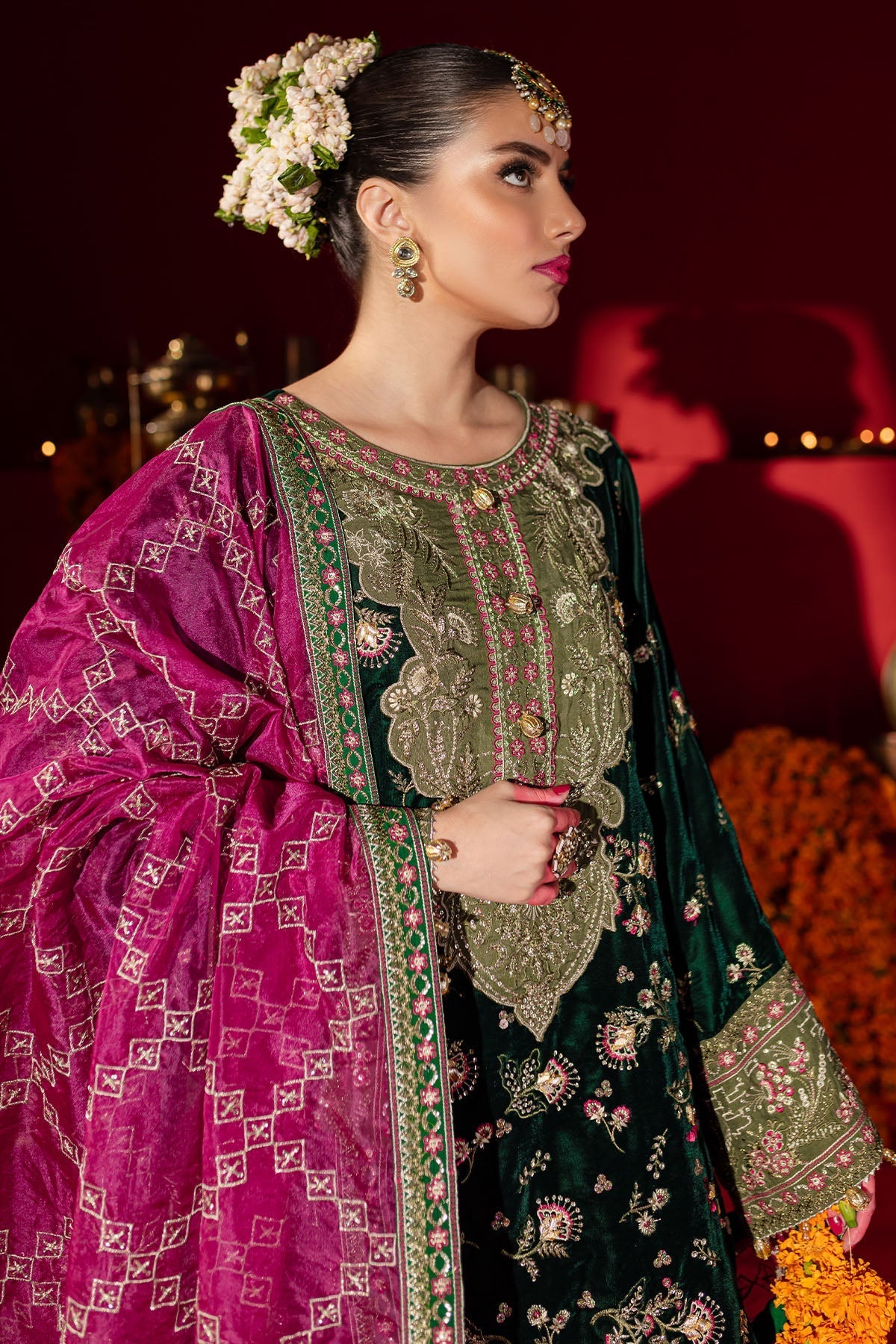 Nureh | Maya Velvet | NW-88 - Formal Dress - available at Maria Faisal in UK and USA.