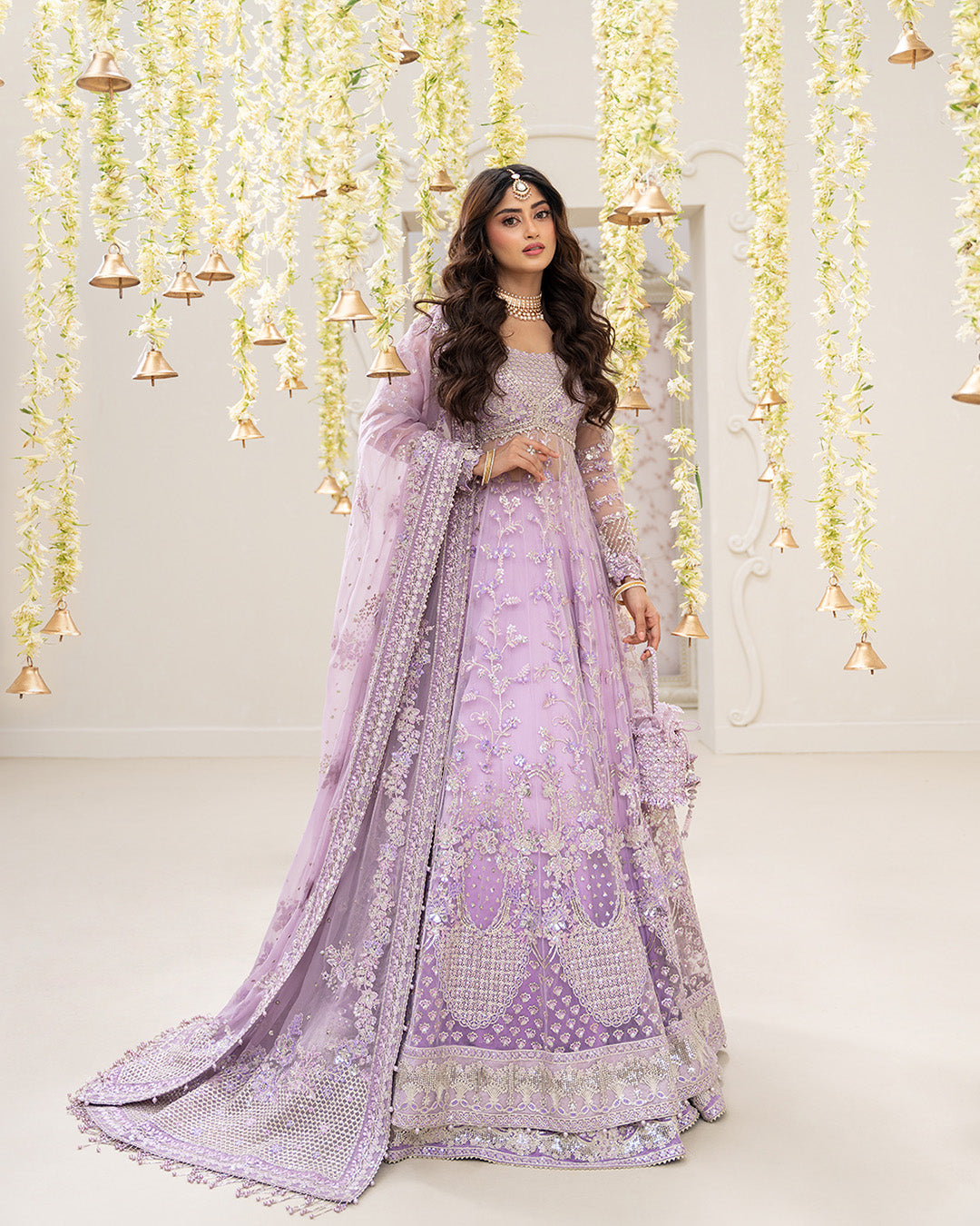Sajal Ali wearing Lilac Pakistani Wedding Dress Pinar from Faiza Saqlain - Full Look