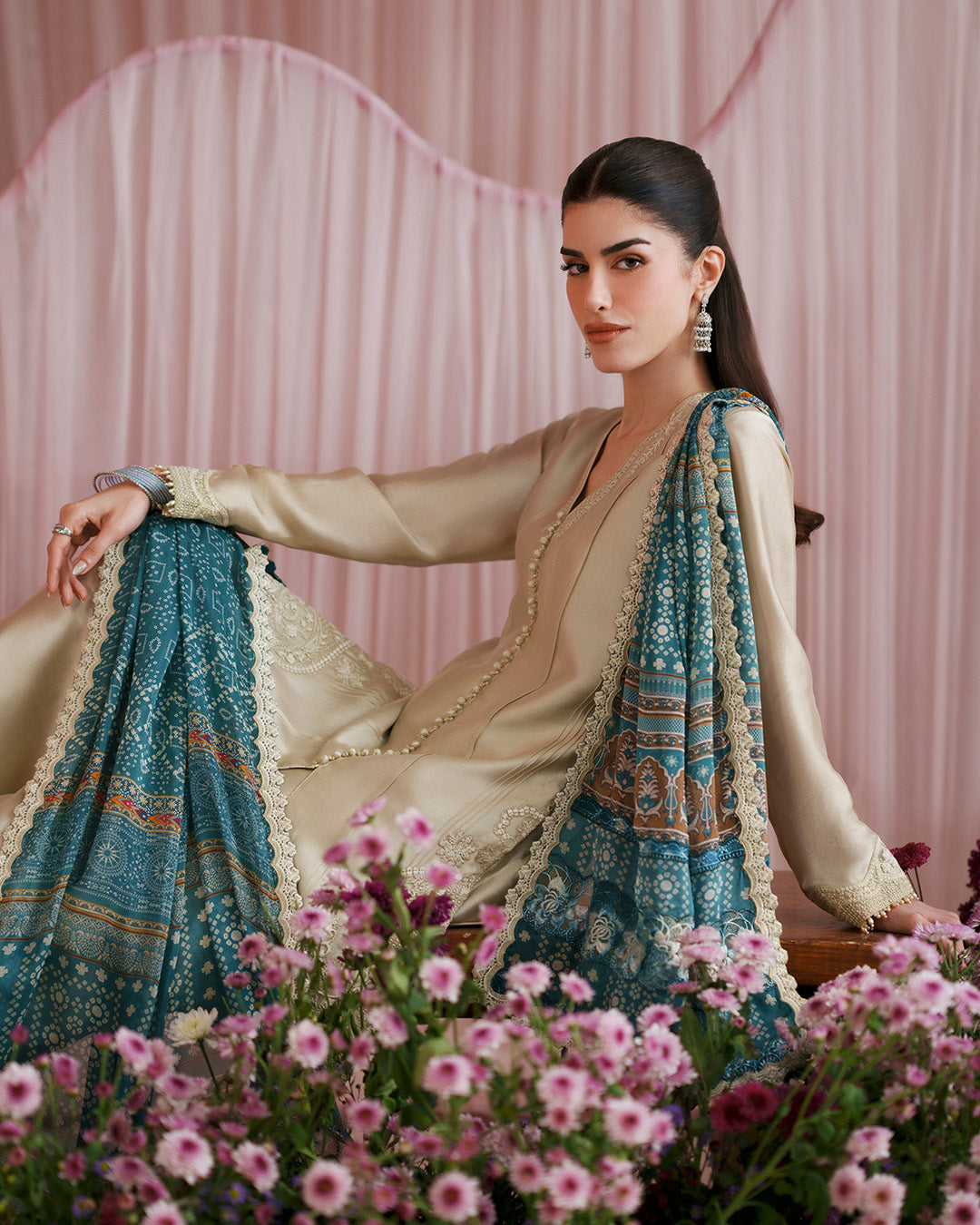 Faiza Saqlain | Roim Silk Edit | Rimaas - Luxury Dress - available at Maria Faisal in UK and USA.