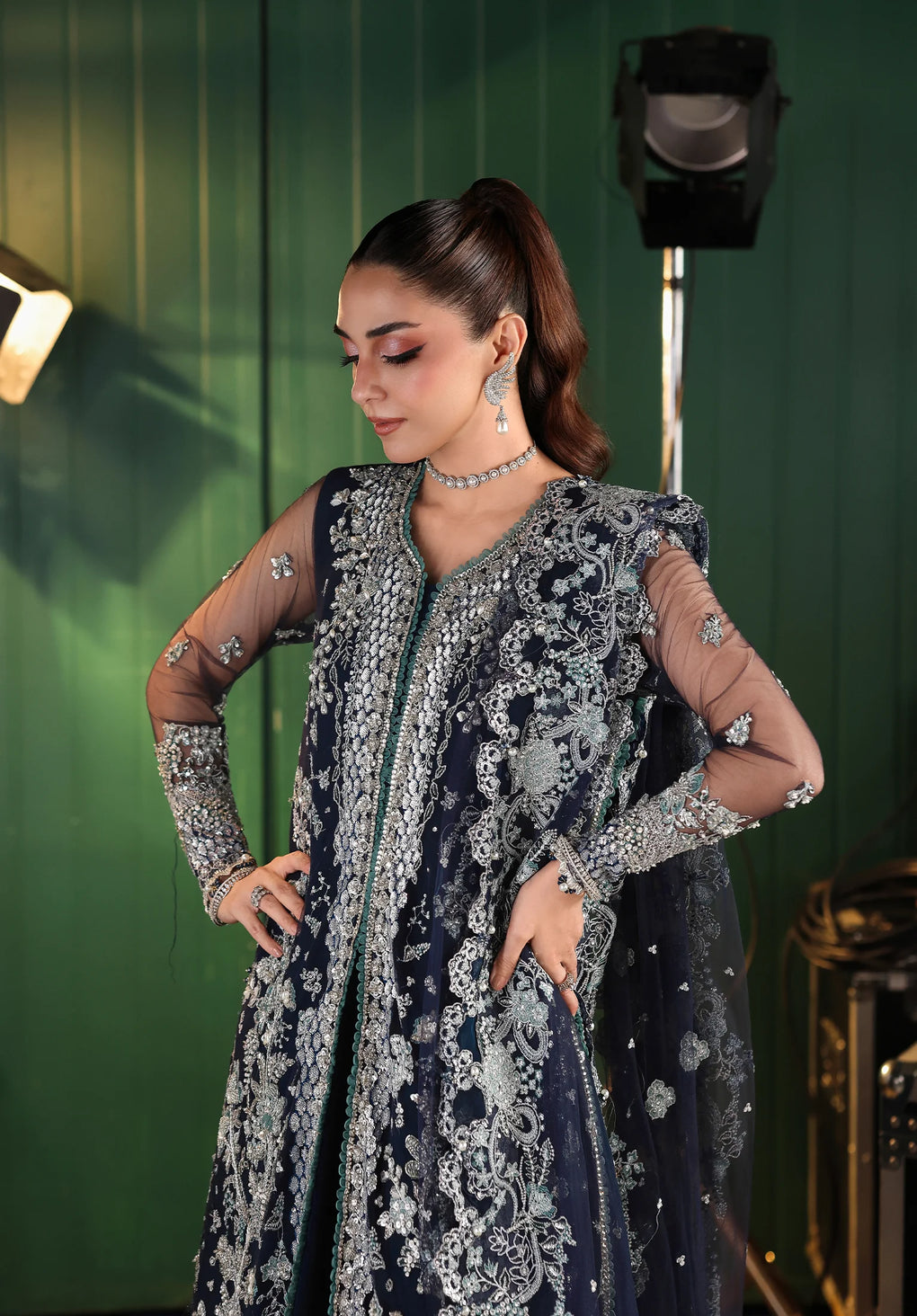 Elaf Premium | Stardom Formal Handwork 25 | ESH-06 SKYFALL - Formal Dress - available at Maria Faisal in UK and USA.