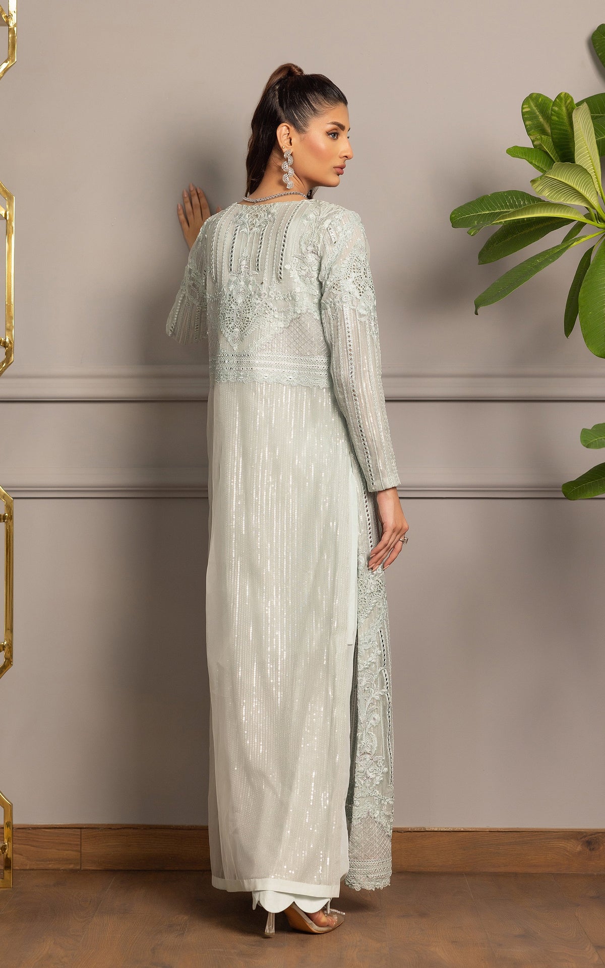 Threads and Motifs | Formal Dresses 25 | Organza Embroidered Jacket With Inner - Ladies Clothes - Maria Faisal