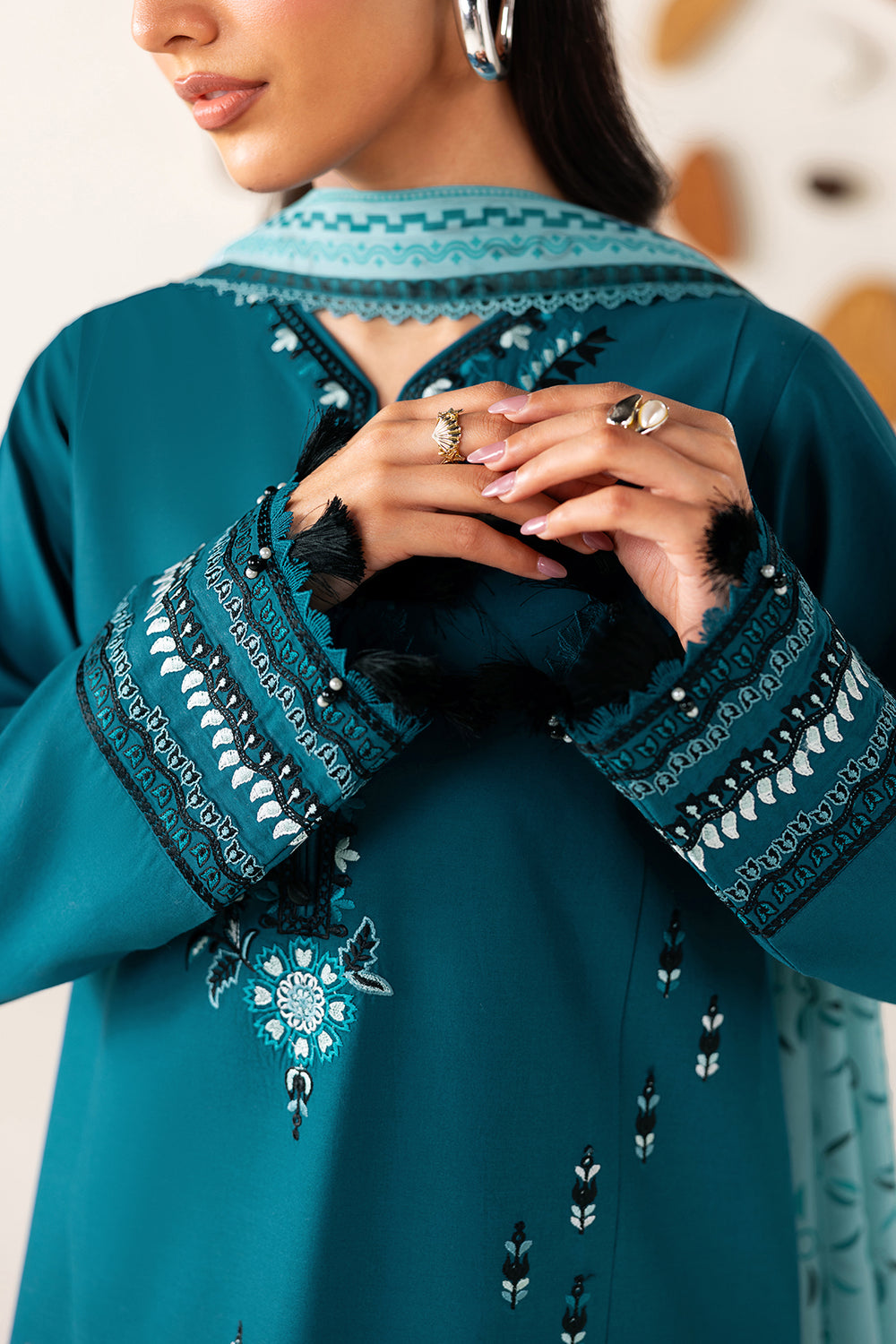 Farasha | Summer Melody 26 | Arctic Teal - Casual Dress - available at Maria Faisal in UK and USA.