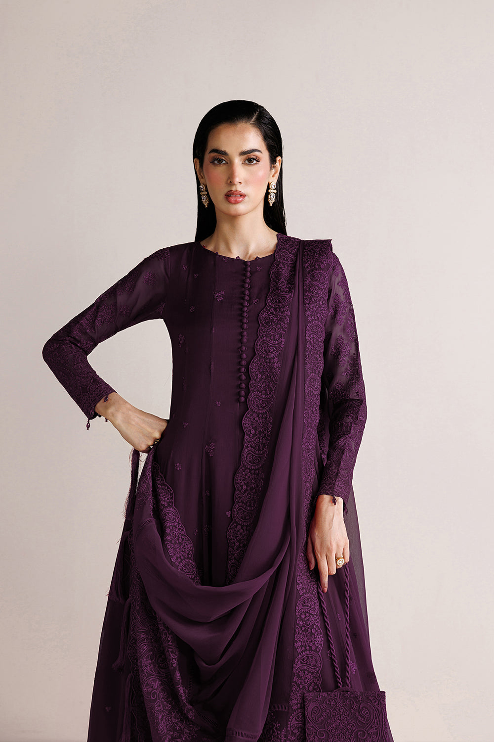 Farasha | Chiffon Essentials 26 | Violet Grace - Formal Dress - available at Maria Faisal in UK and USA.