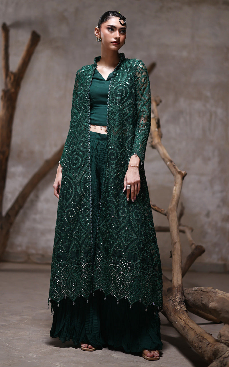 Threads and Motifs | Formal Dresses 25 | Organza Jacket With Crushed Trouser - Ladies Clothes - Maria Faisal