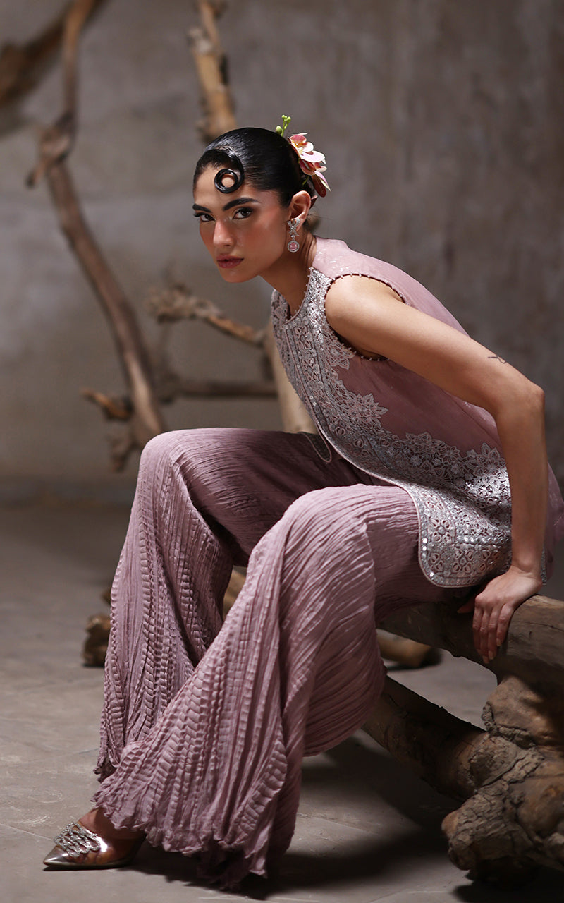 Threads and Motifs | Formal Dresses 25 | Organza Embroidered Jacket With Crushed Trouser