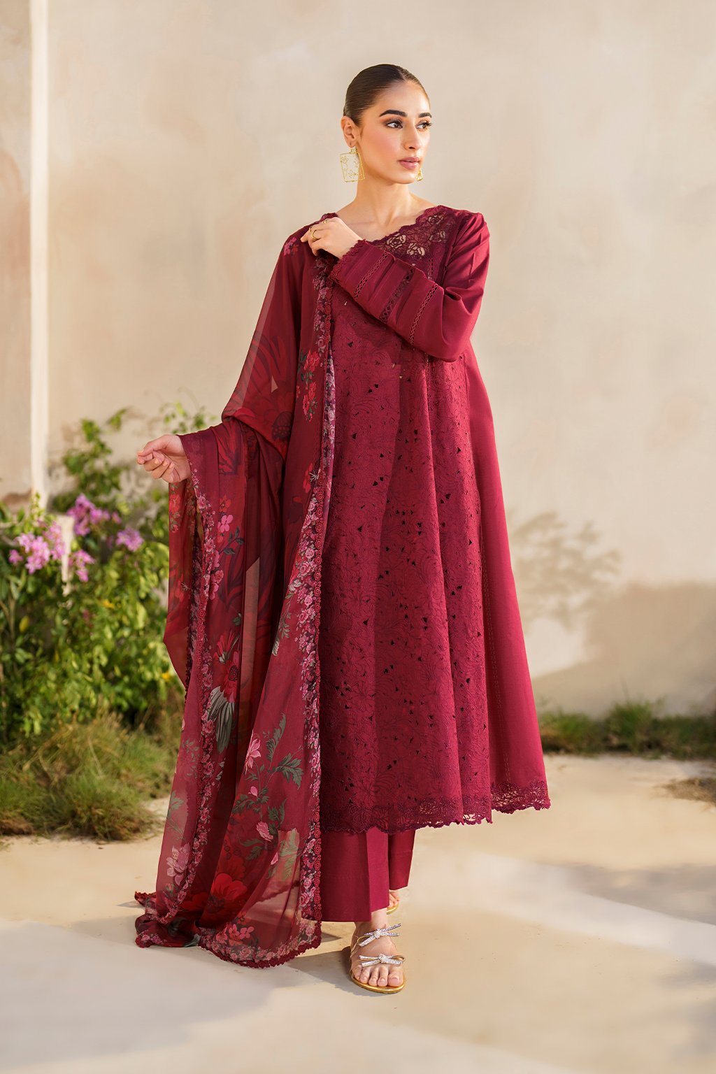Iznik | Festive lawn 24 | SFL-02 - Designer Dress with Intricate embroidery and embellishments. Shop elegent wedding dress at Maria Faisal.
