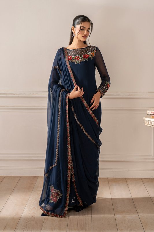 Iznik I Festive Formal I UE-412 Embroidered Chiffon - Ladies Clothes - Maria Faisal