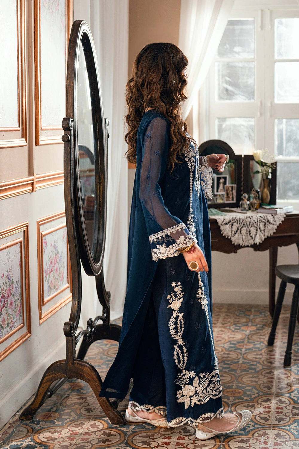 Azure | Eid Drop | Stellar Blue - Formal Dress - available at Maria Faisal in UK and USA.