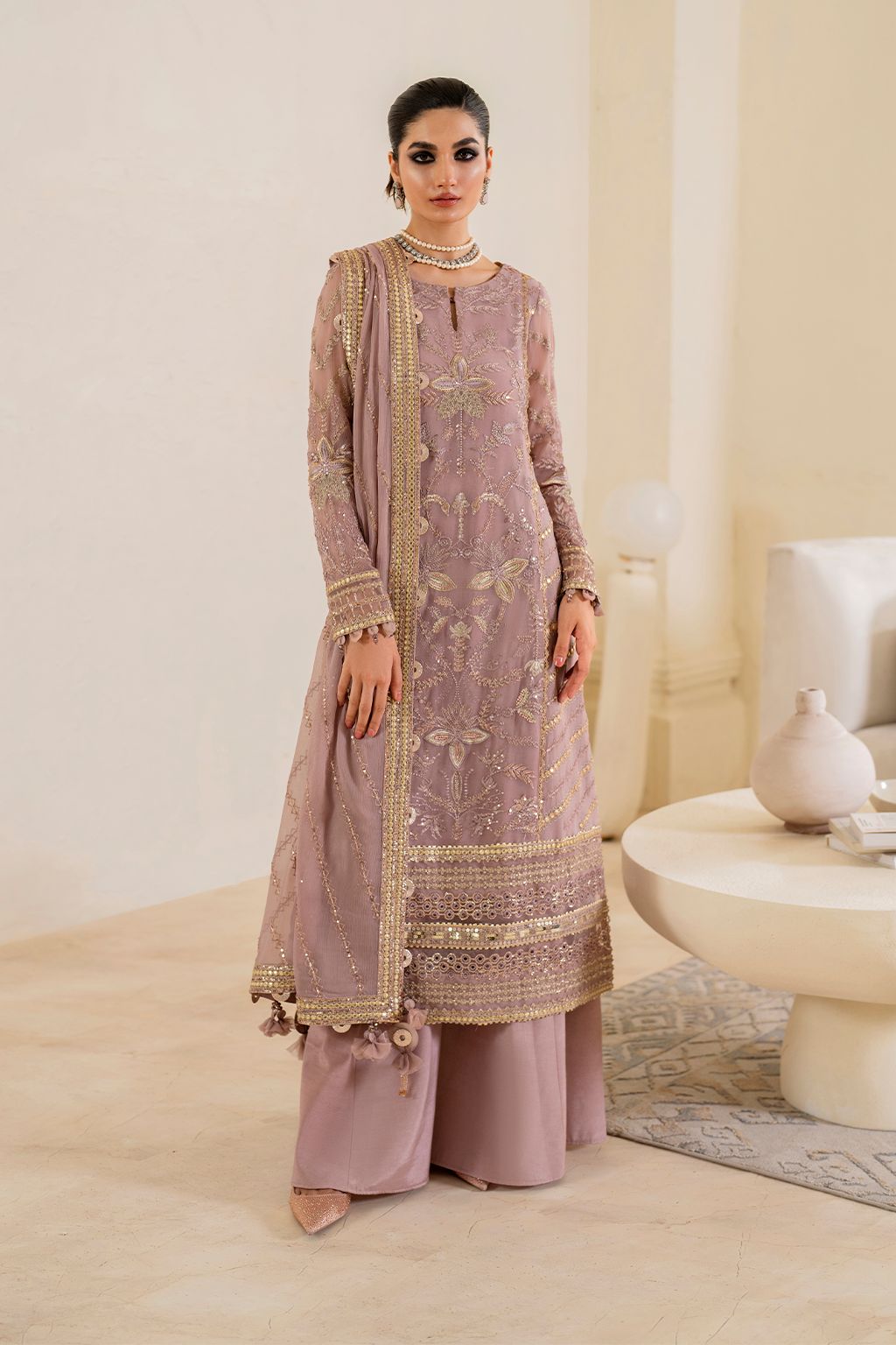Iznik | Chinnon Chiffon | CC-48 Embroidered Chiffon - Ladies Clothes - Maria Faisal