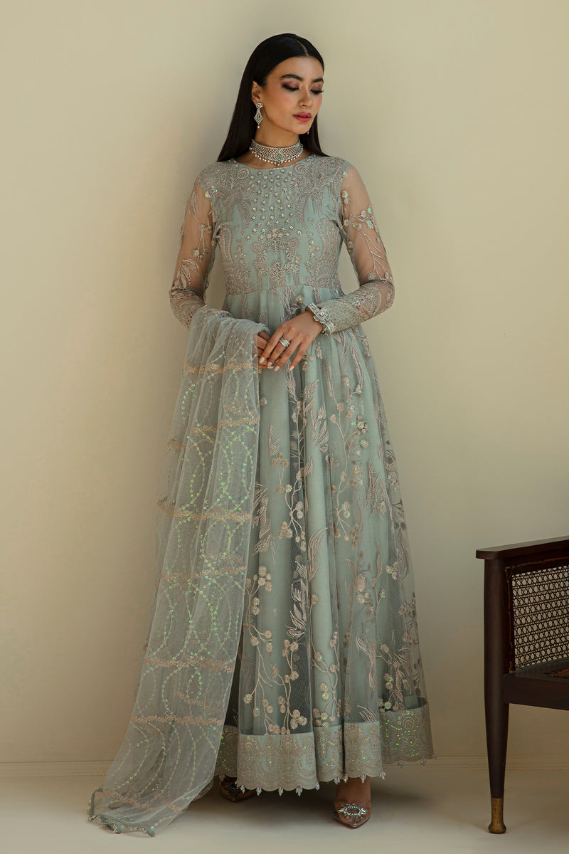 Baroque | Luxury Pret 24 | NET UF-627 - Designer Dress with Intricate embroidery and embellishments. Shop elegent wedding dress at Maria Faisal.