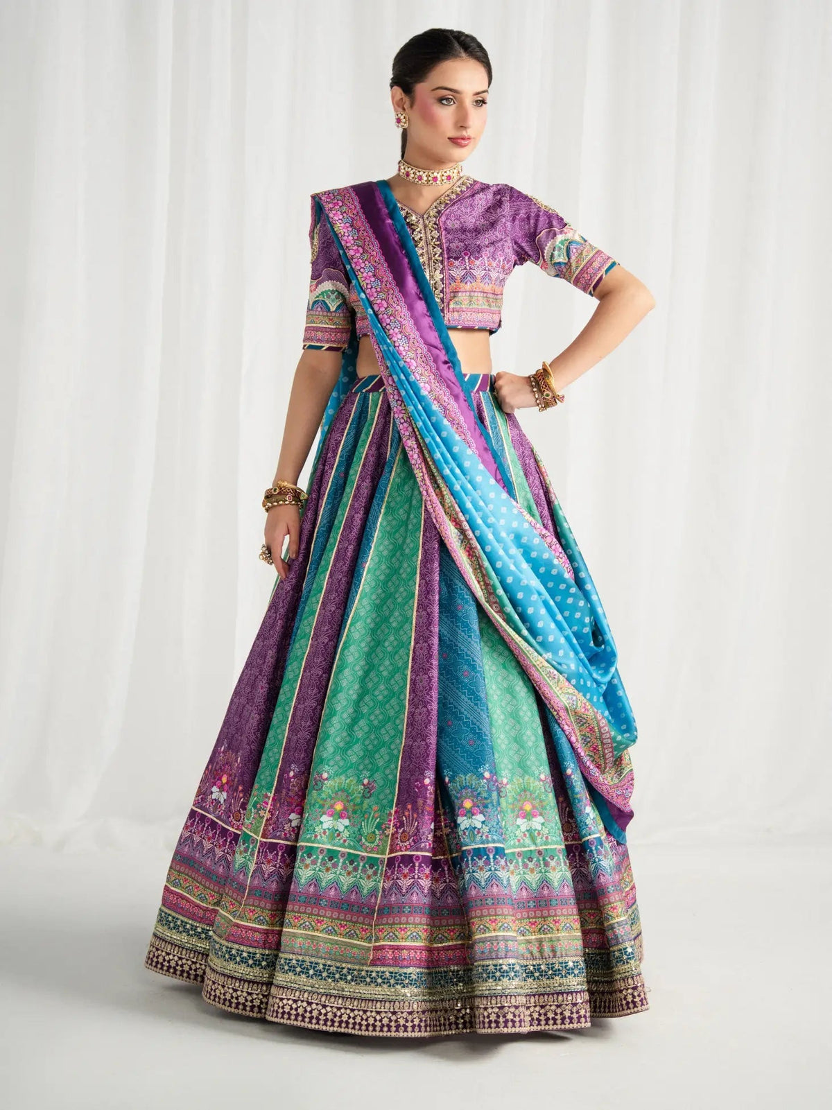 Gulaal | Aira Printed Silk | Mosaic Muse - Luxury Dress - available at Maria Faisal in UK and USA.