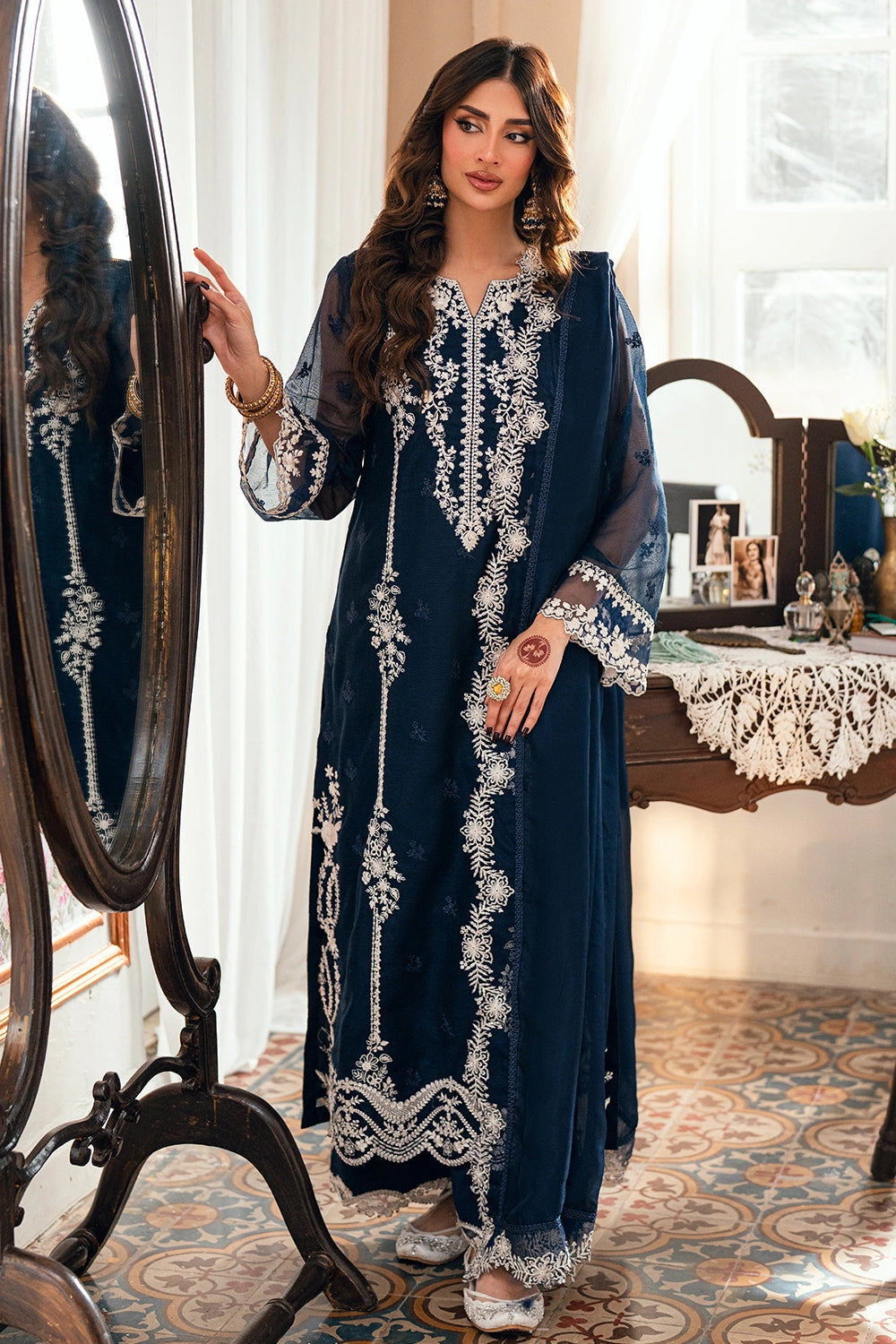 Azure | Eid Drop | Stellar Blue - Formal Dress - available at Maria Faisal in UK and USA.