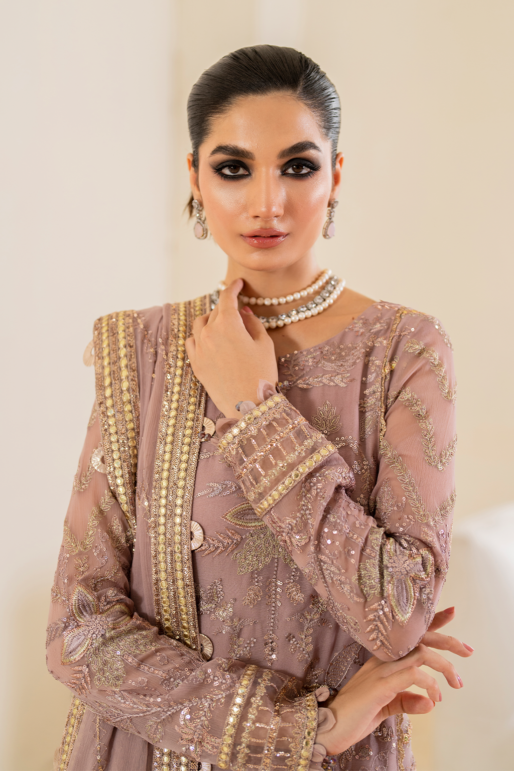 Iznik | Chinnon Chiffon | CC-48 Embroidered Chiffon - Ladies Clothes - Maria Faisal
