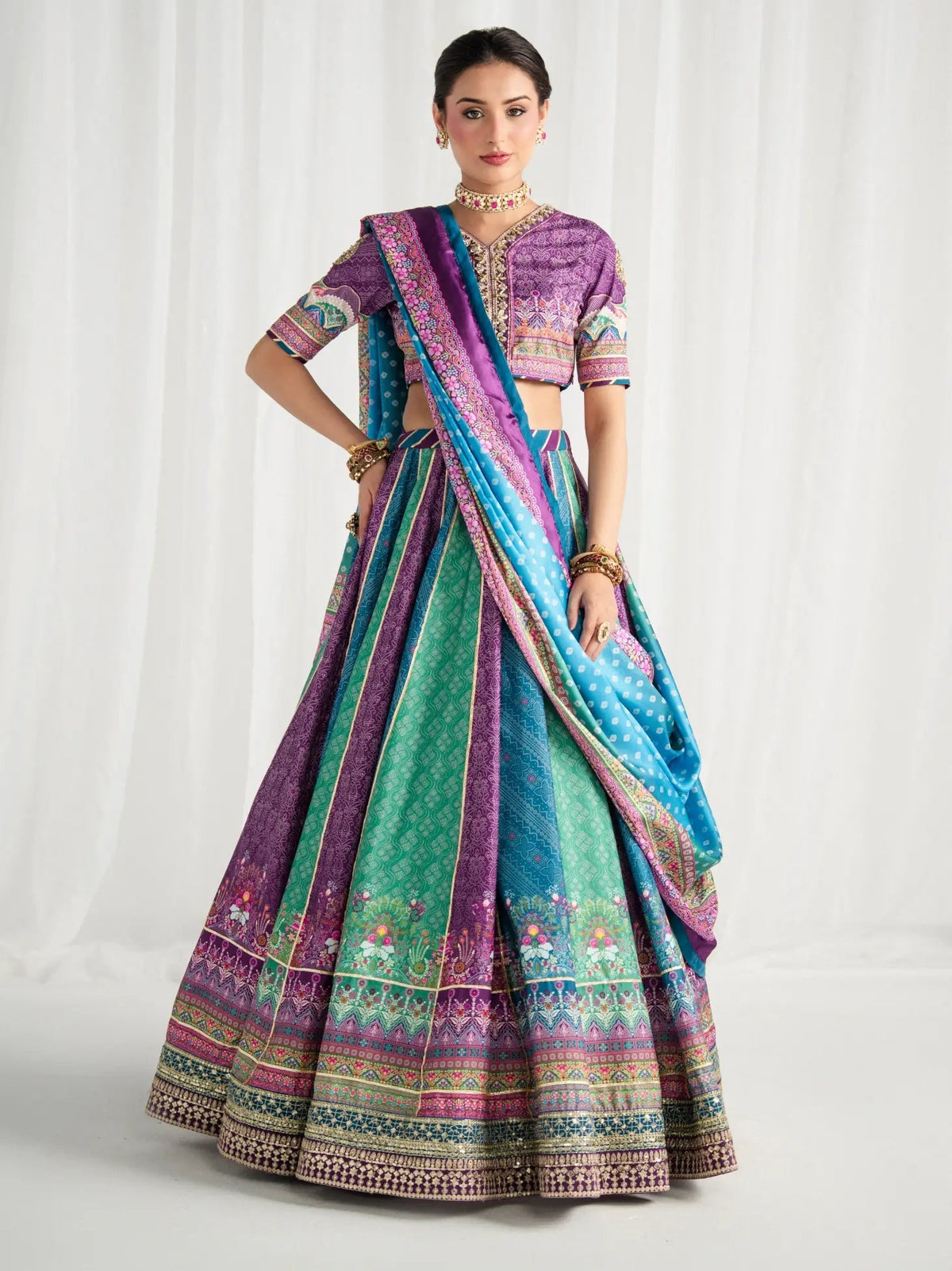 Gulaal | Aira Printed Silk | Mosaic Muse - Luxury Dress - available at Maria Faisal in UK and USA.
