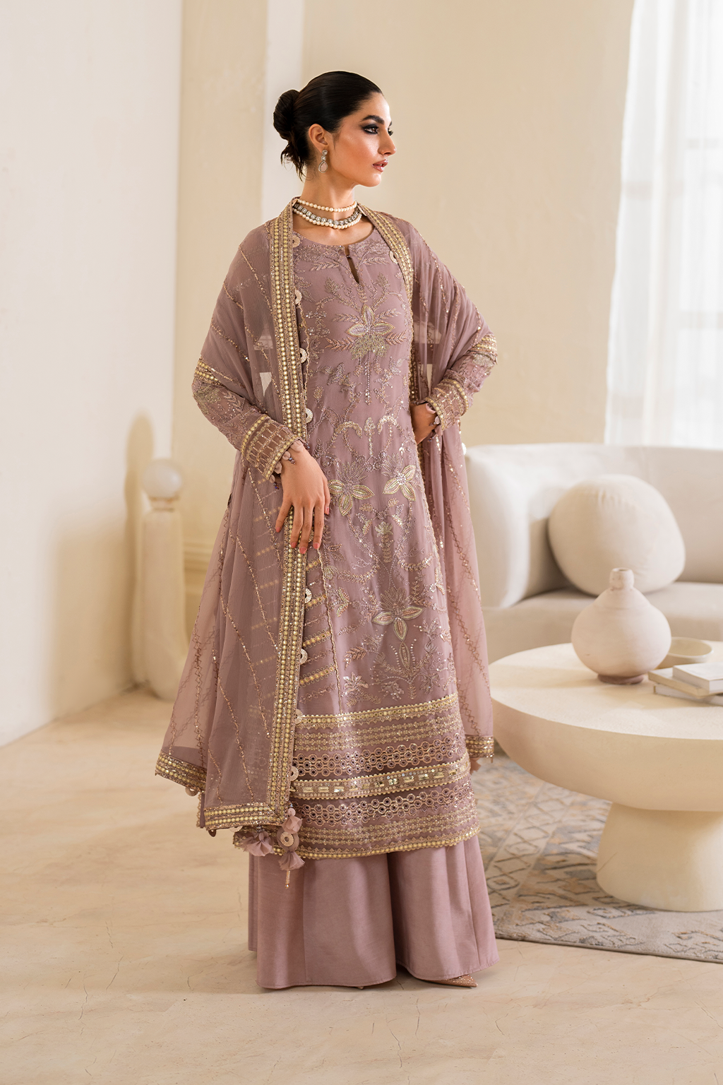 Iznik | Chinnon Chiffon | CC-48 Embroidered Chiffon - Ladies Clothes - Maria Faisal