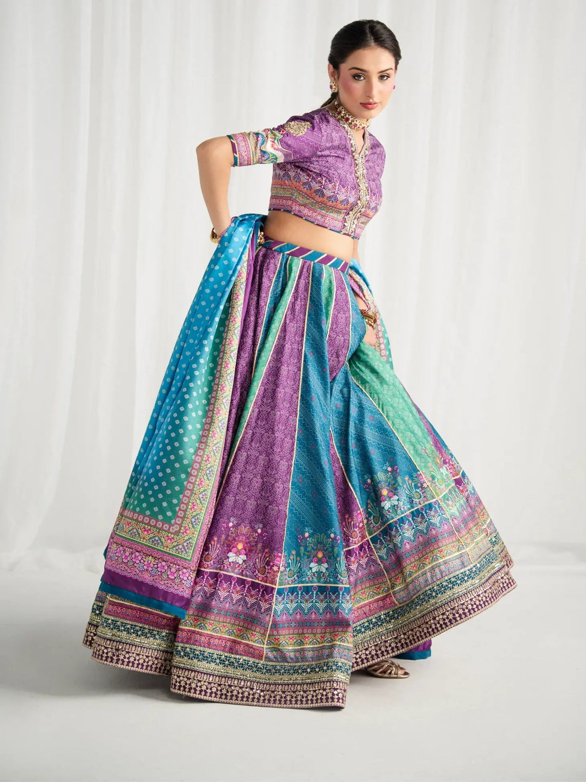 Gulaal | Aira Printed Silk | Mosaic Muse - Luxury Dress - available at Maria Faisal in UK and USA.
