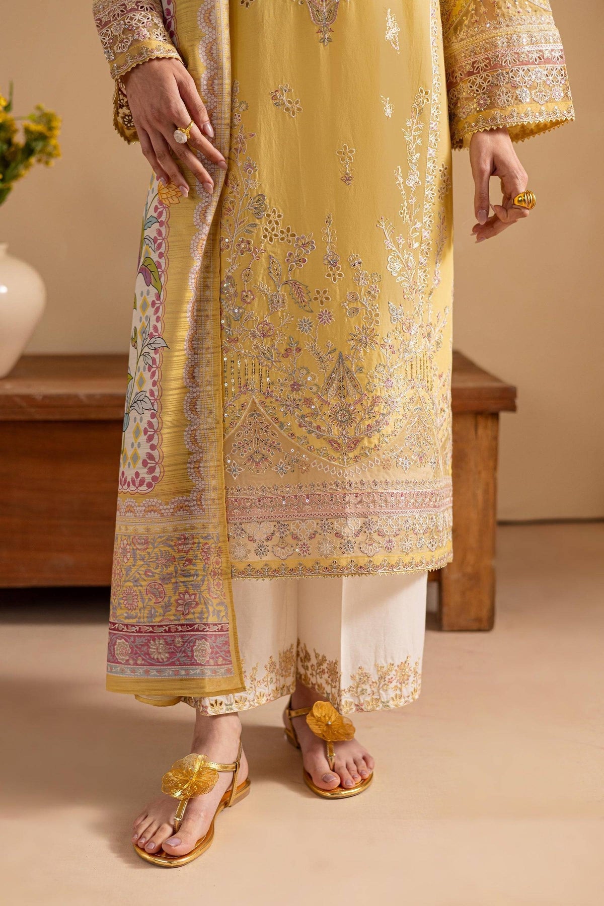 Batik | Cyra Luxury Solids | Lime Yellow by Maria Faisal - Registered Vendor of : Batik - type : Ladies Clothes - 100% original wedding dresses