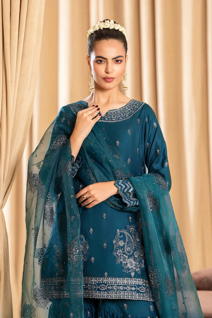 Ellena | Pret Dresses | 3-PC Stitched Embroidered Suit  815BLS - Ladies Clothes - Maria Faisal