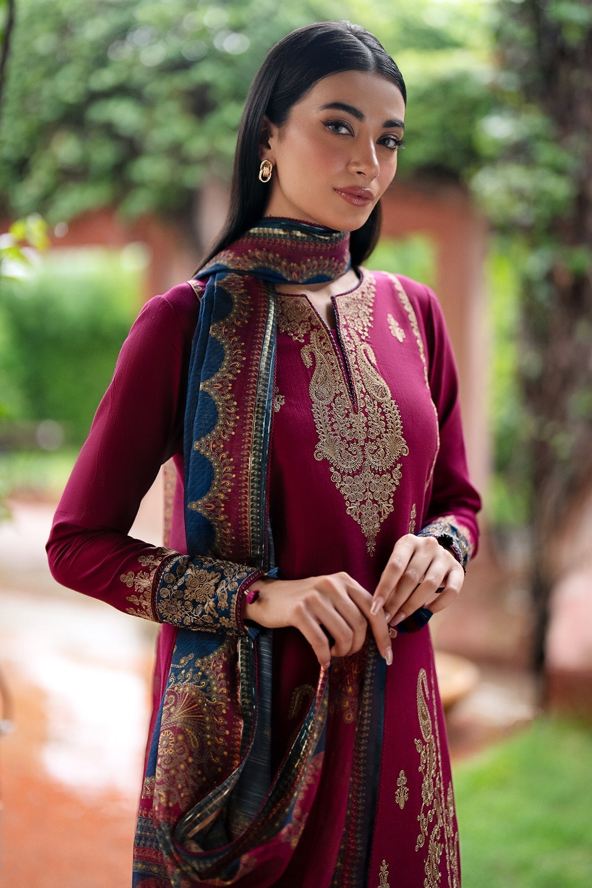 Jazmin | Winter Edition 24 | KHADDAR UW-0069 - Designer Dress with Intricate embroidery and embellishments. Shop elegent wedding dress at Maria Faisal.