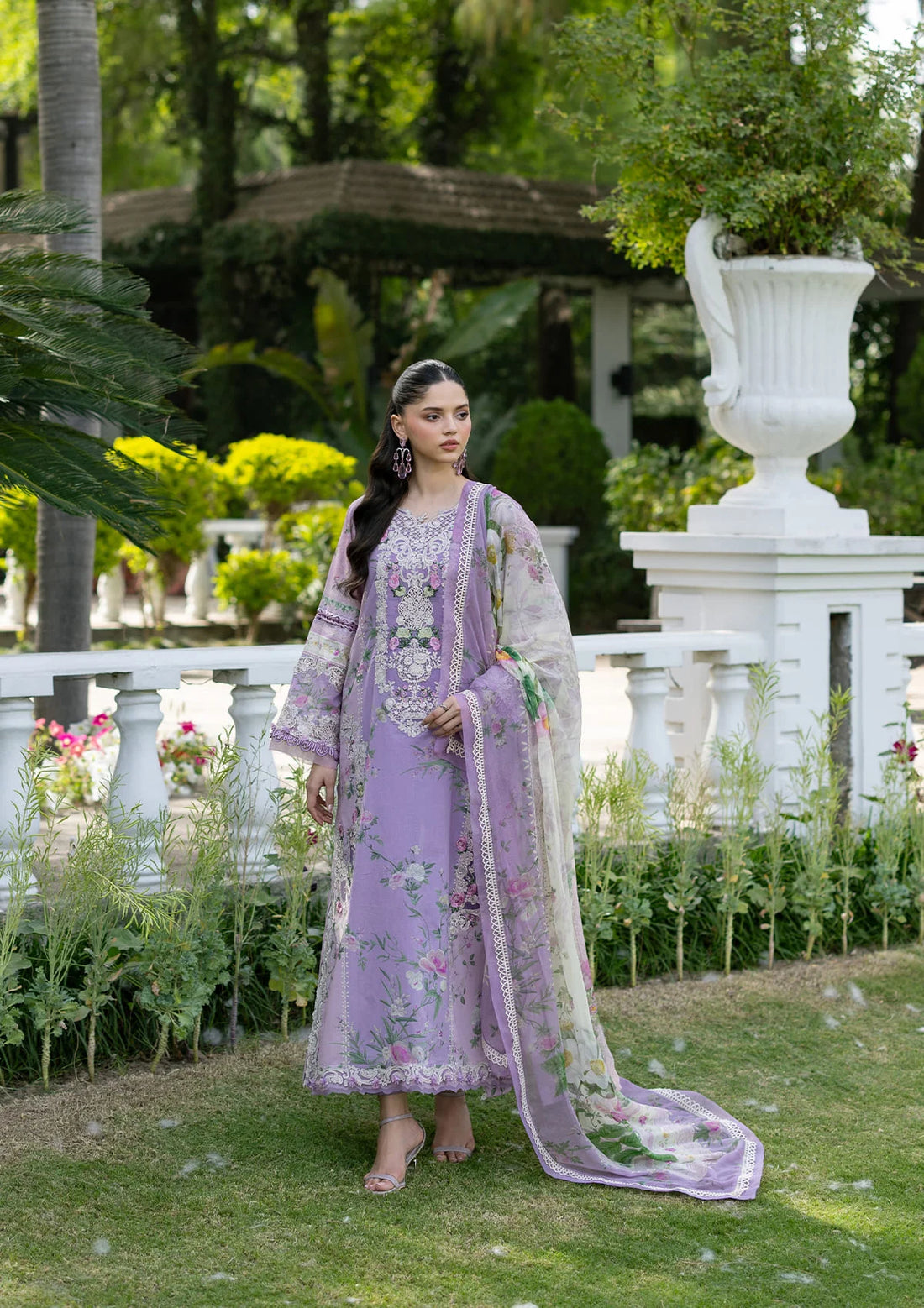Elaf Premium | Signature Embroidered Lawn with Chiffon Collection 26 | ESG-1B BIANCA - Luxury Dress - available at Maria Faisal in UK and USA.
