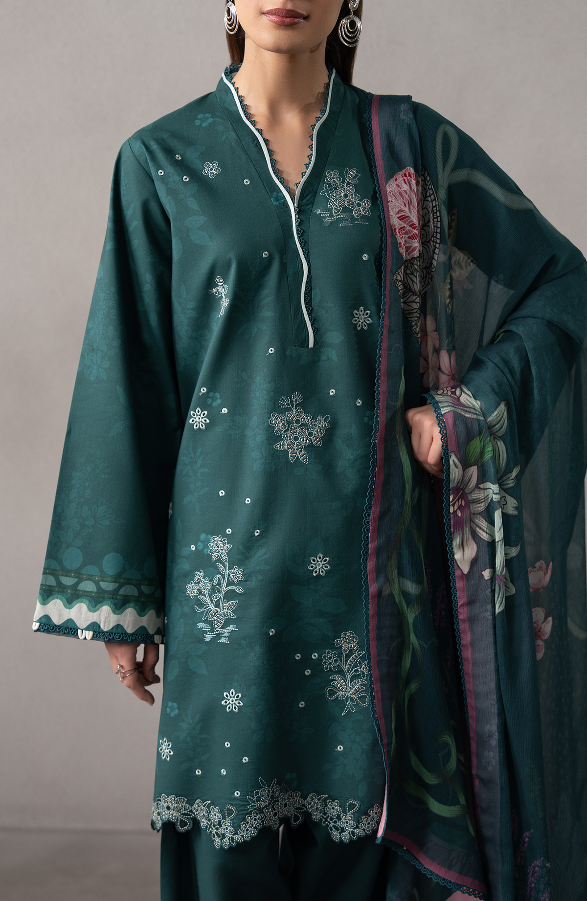 Seran | Selure Lawn | Verdelle - Luxury Dress - available at Maria Faisal in UK and USA.