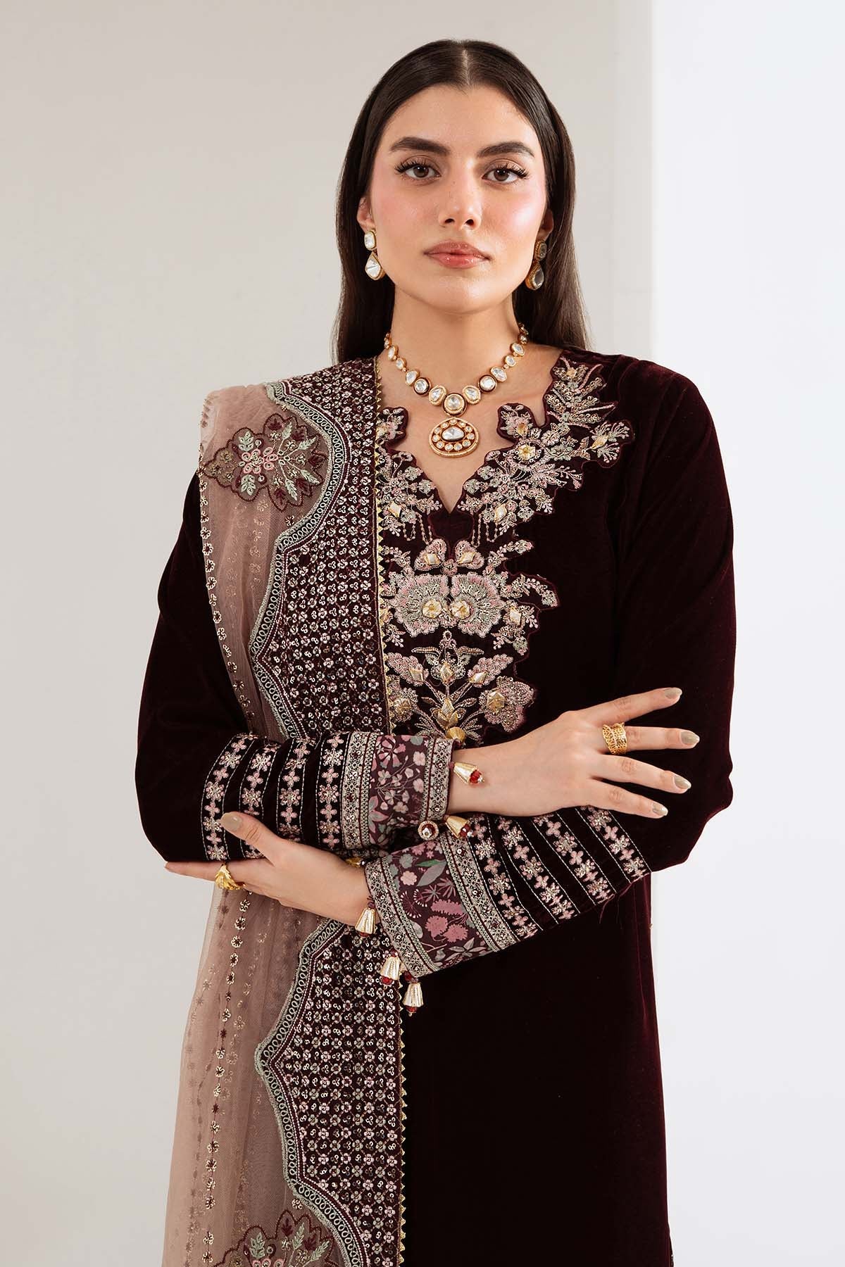 Nureh | Maya Velvet | NW-110 - Formal Dress - available at Maria Faisal in UK and USA.