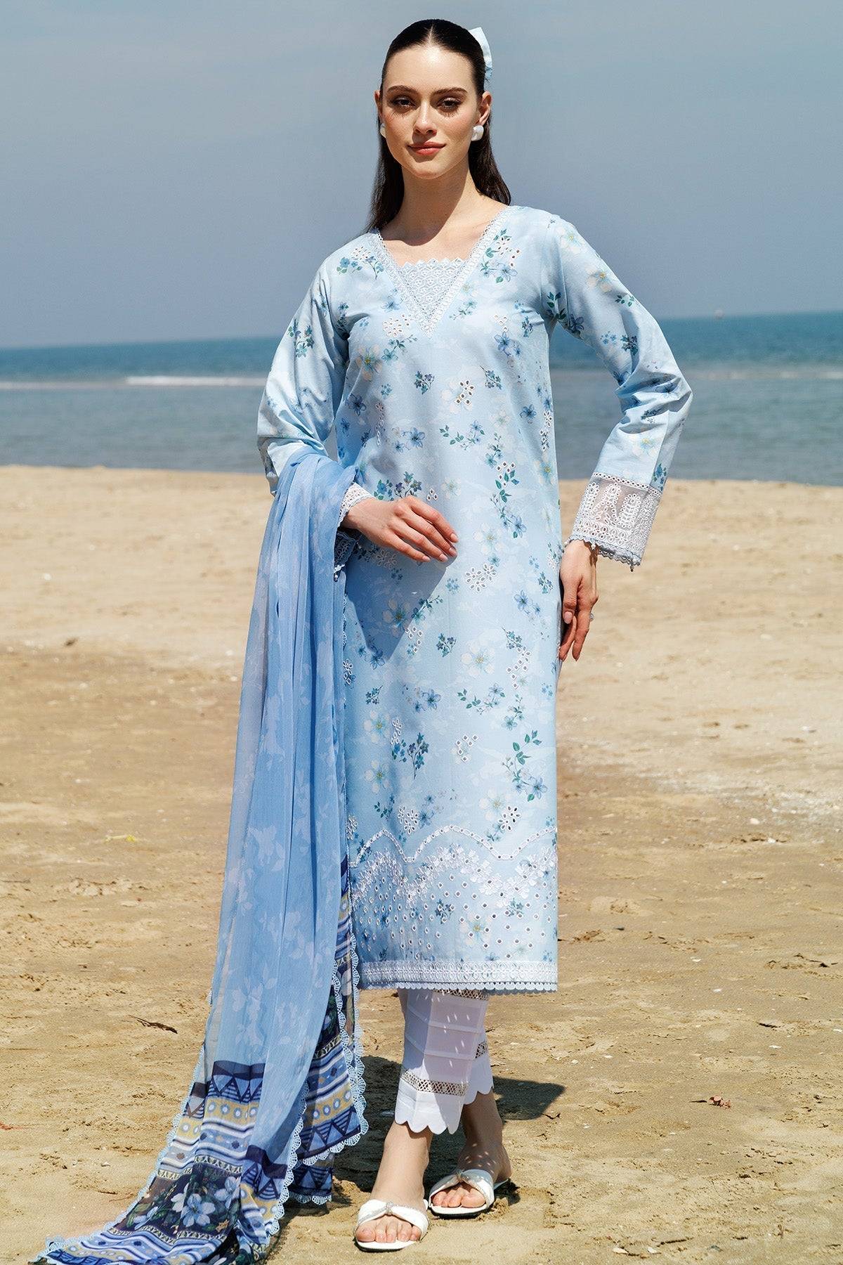 Farasha | Printed Essentials | Moonlit Blue by Maria Faisal - Registered Vendor of : Farasha - type : Ladies Clothes - 100% original wedding dresses