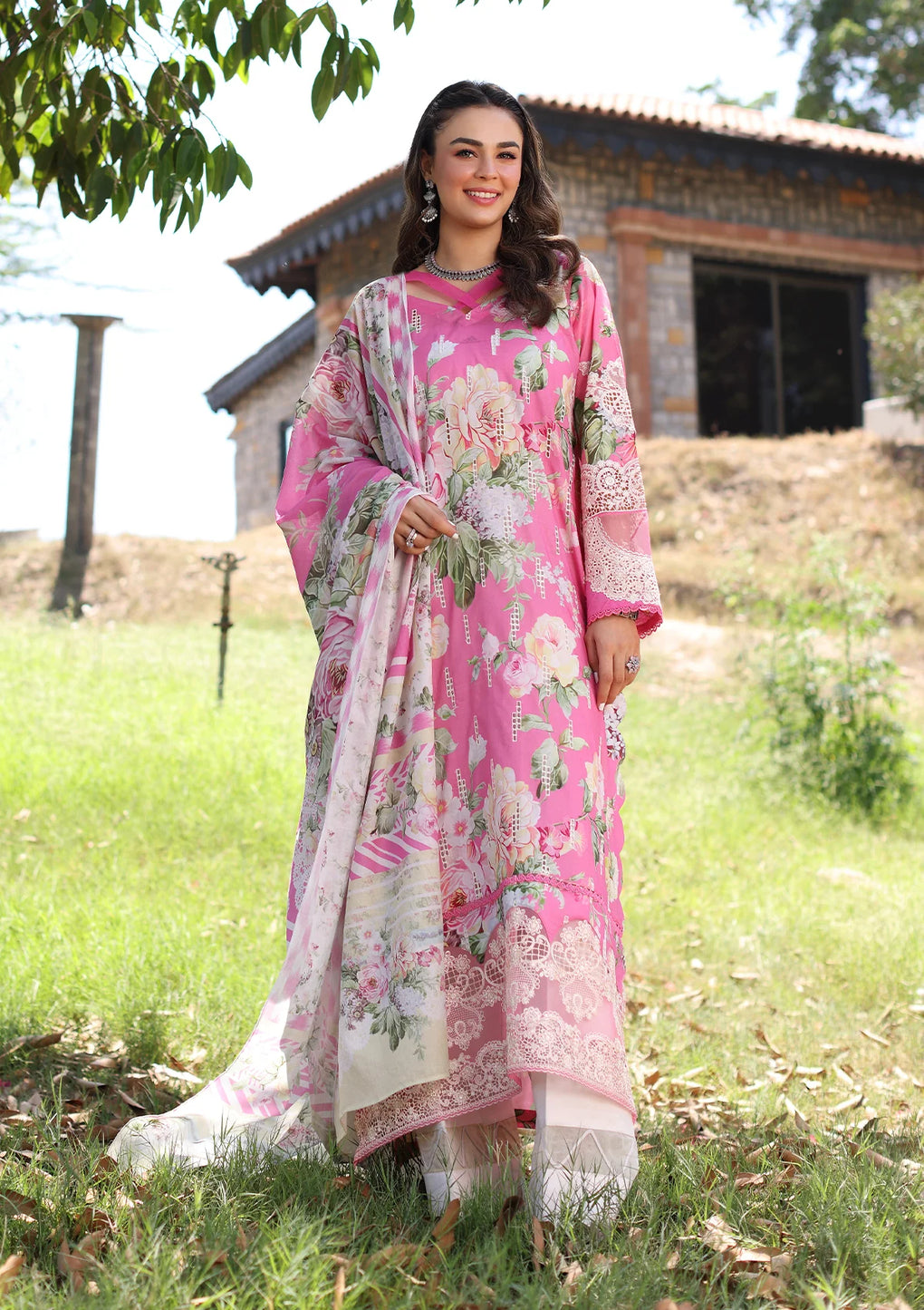 Elaf Premium | Prints Chikankari 24 | 03B PINK MUSE - Waniyas