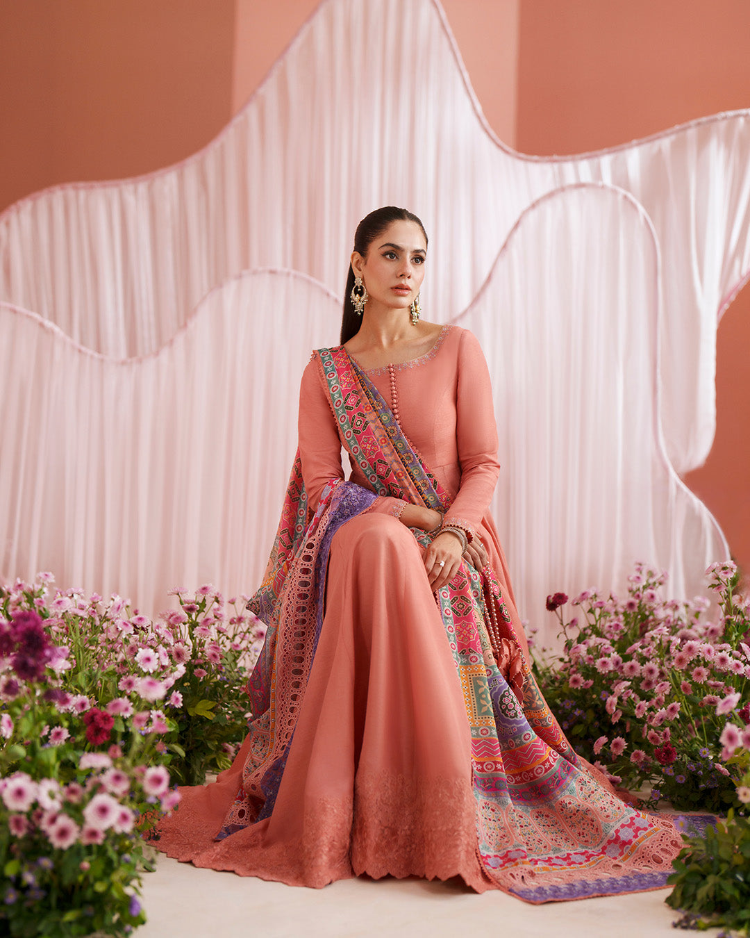 Faiza Saqlain | Roim Silk Edit | Muzn - Luxury Dress - available at Maria Faisal in UK and USA.