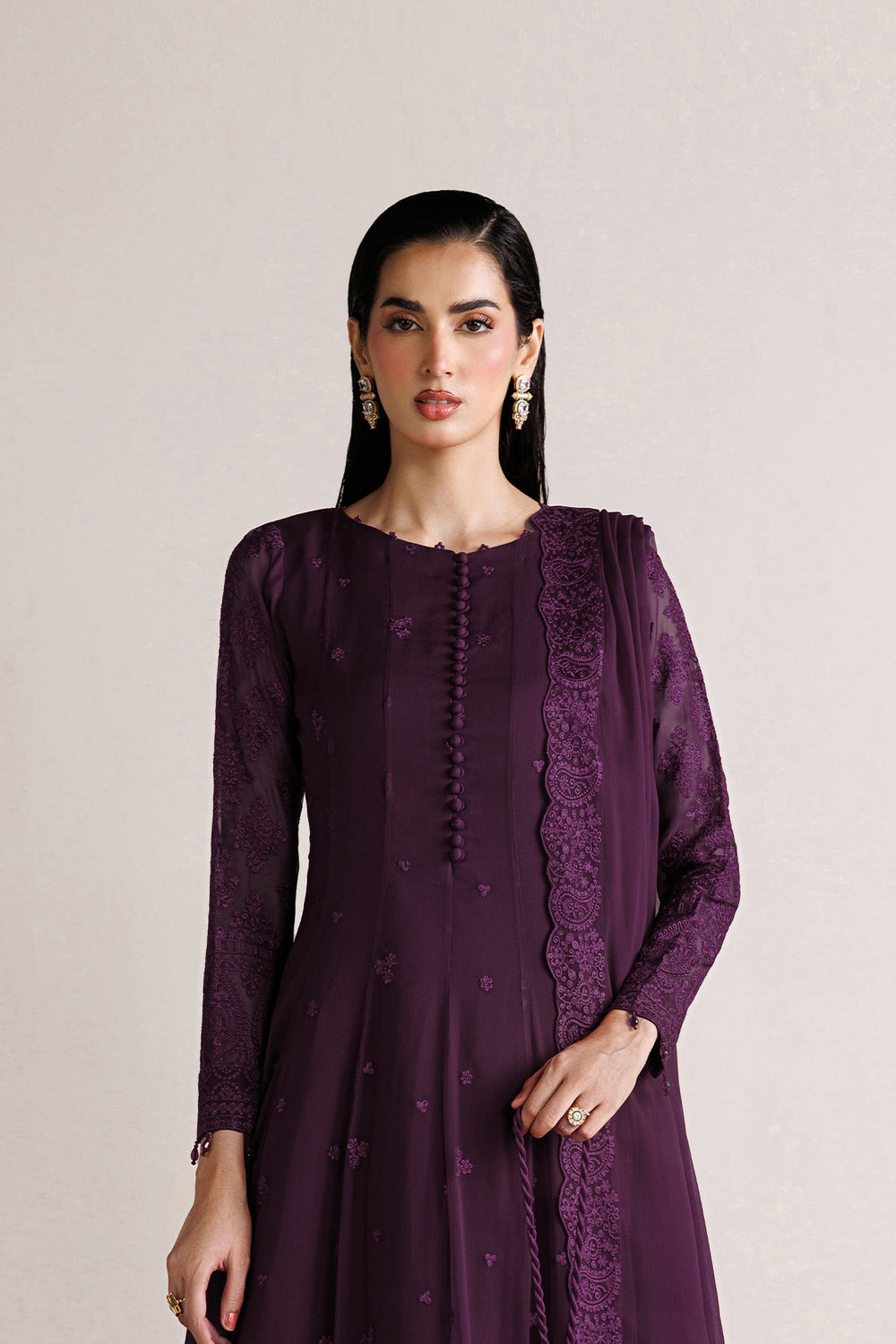 Farasha | Chiffon Essentials 26 | Violet Grace - Formal Dress - available at Maria Faisal in UK and USA.