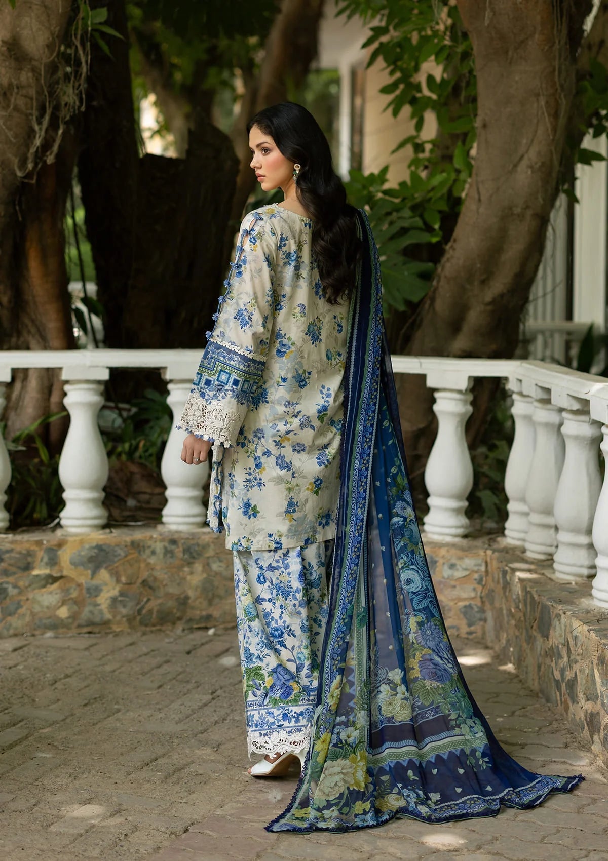 Elaf Premium | Signature Embroidered Lawn with Chiffon Collection 26 | ESG-8B CELINE - Luxury Dress - available at Maria Faisal in UK and USA.