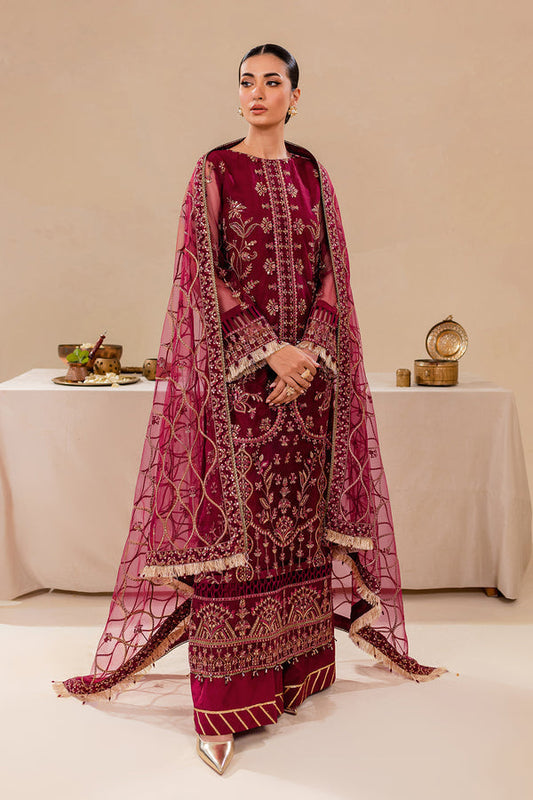 Farasha | Lumiere Formals |ROUGE PINK - Designer Dress with Intricate embroidery and embellishments. Shop elegent wedding dress at Maria Faisal.
