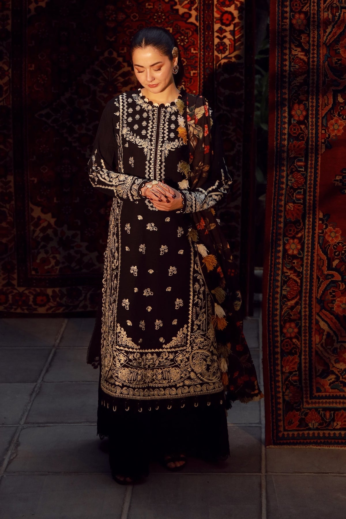 Maryam Hussain | Winter Shawl 25 | Mausam - Formal Dress - available at Maria Faisal in UK and USA.