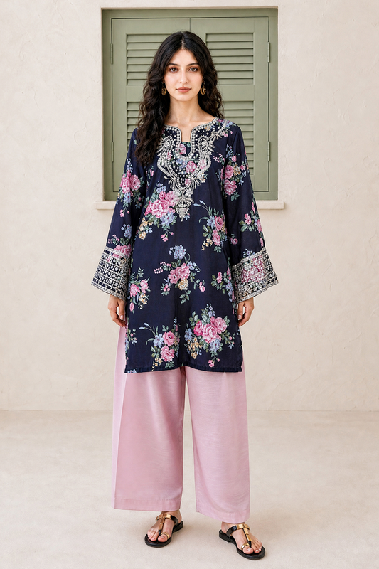 Saad Shaikh | Ease Fall Edit 26 | D-09 Co-ord Set Black and Pink - Casual Dress - available at Maria Faisal in UK and USA.